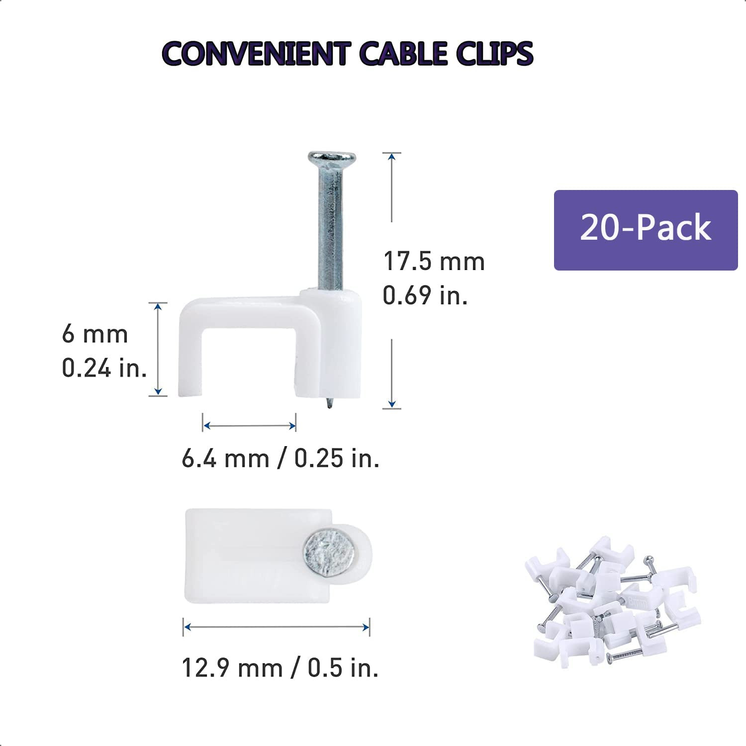 Cat 6 Ethernet Cable 50 ft White – Flat Internet Network LAN Patch Cords – Solid