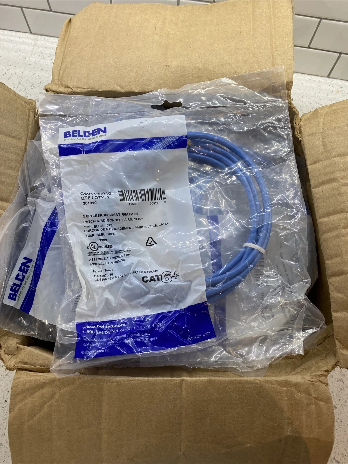 Lot of 45 NEW Belden Ethernet Cable CAT6 RJ45 10ft Blue Part # C601106010
