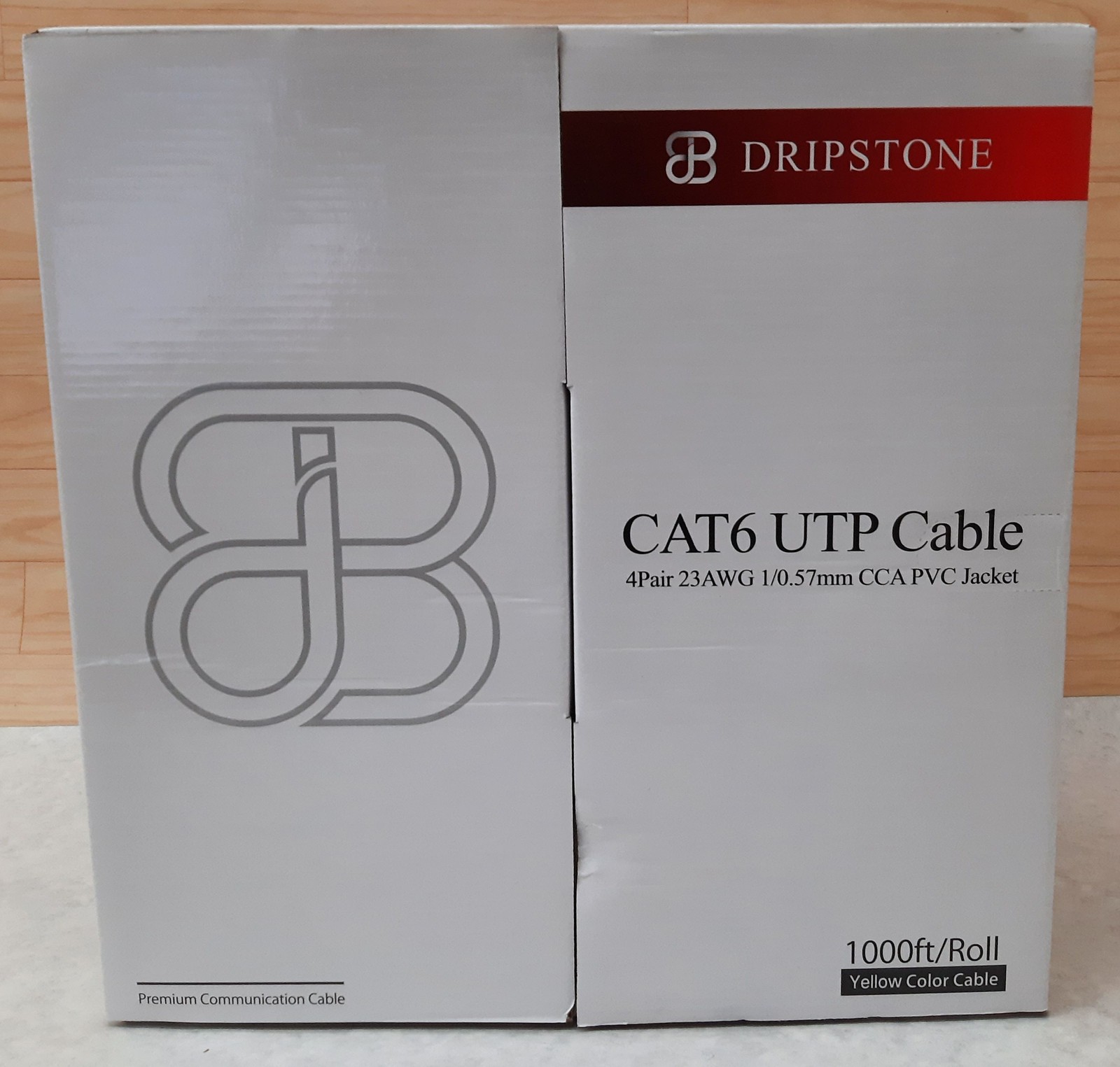 Dripstone 1000 Ft Roll CAT6 UTP Cable 4Pair 23AWG 1/0.57mm CCA PVC Jacket Yellow
