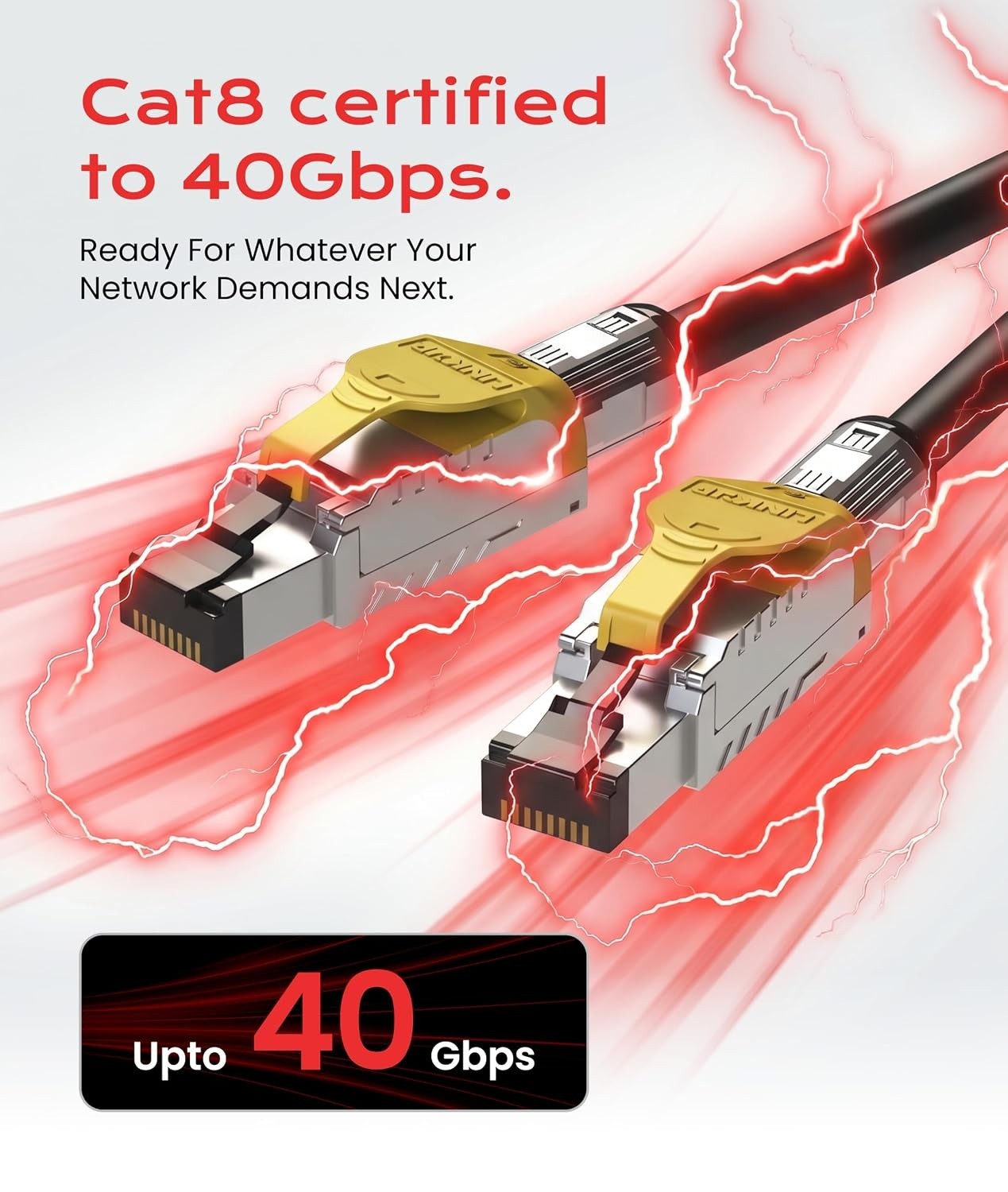 Cat 8 Ethernet Cable 40Gbps 2GHz | Shielded S/FTP 22AWG Copper | Gold RJ45 | …