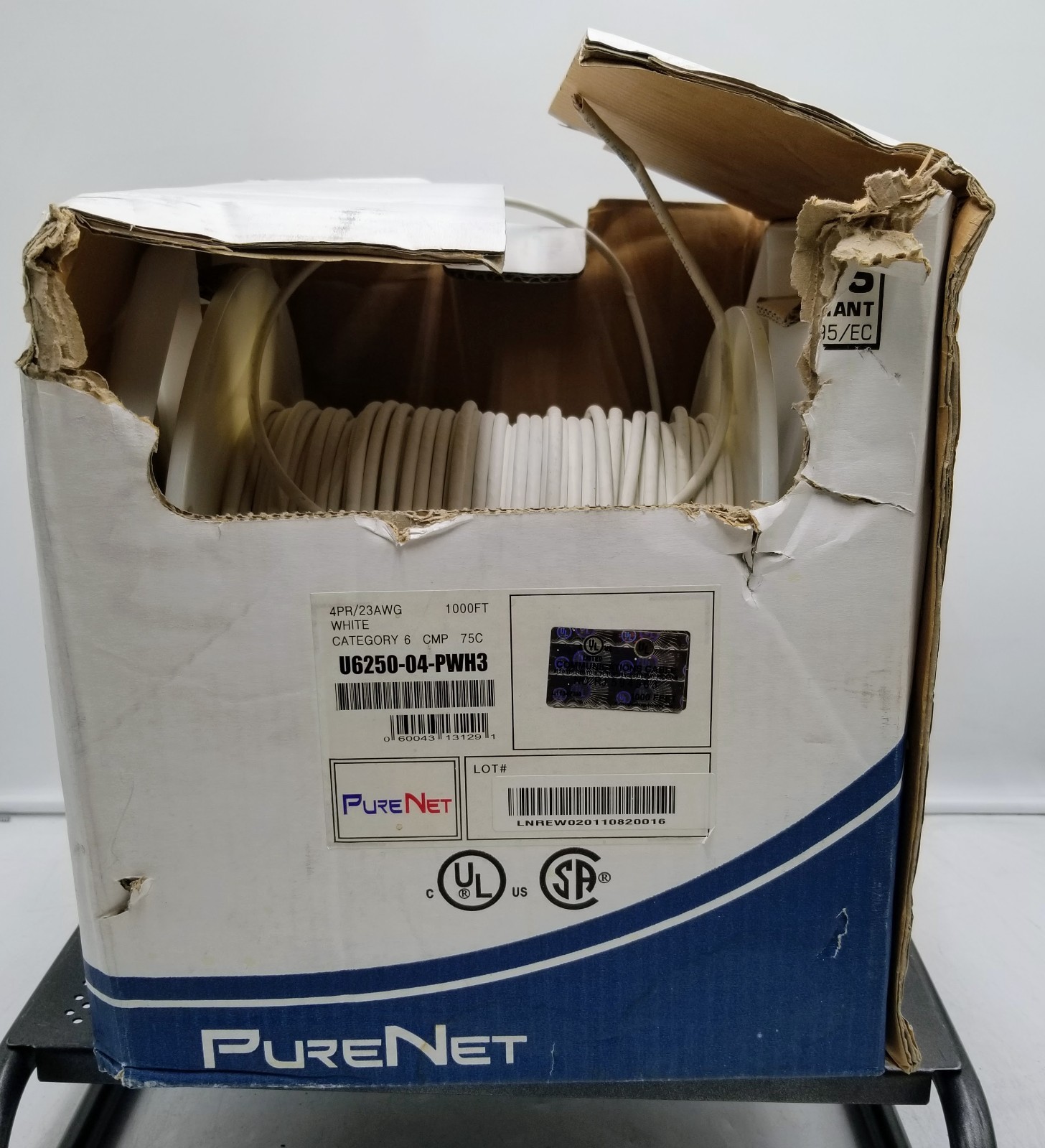 UTP CABLE CATEGORY 6 PLENUM PURE NET 6250-P 410FT -USED