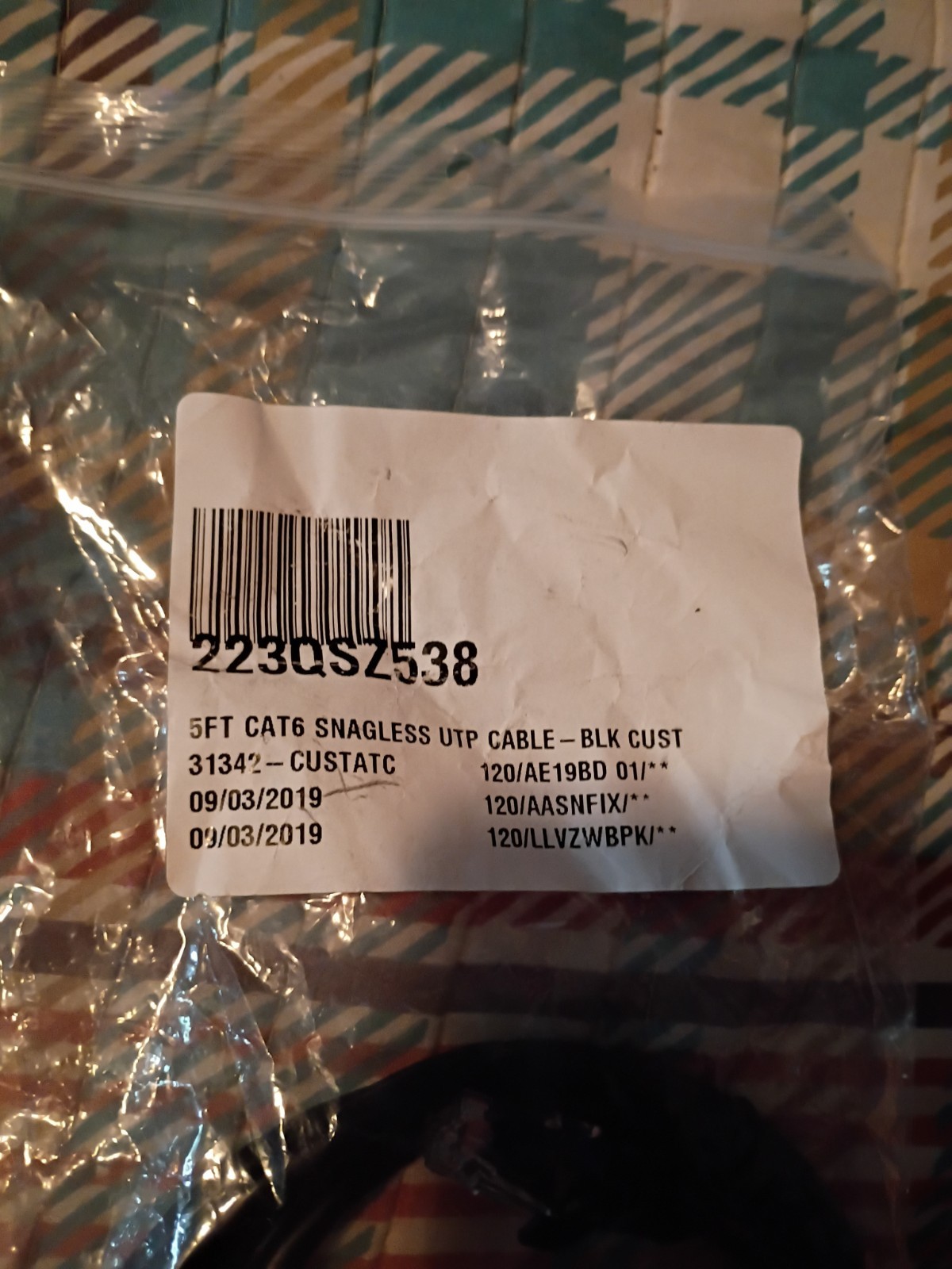 Lot of 3 C2C 5ft CAT6 Snagless UTP Cable Black ( See Description)