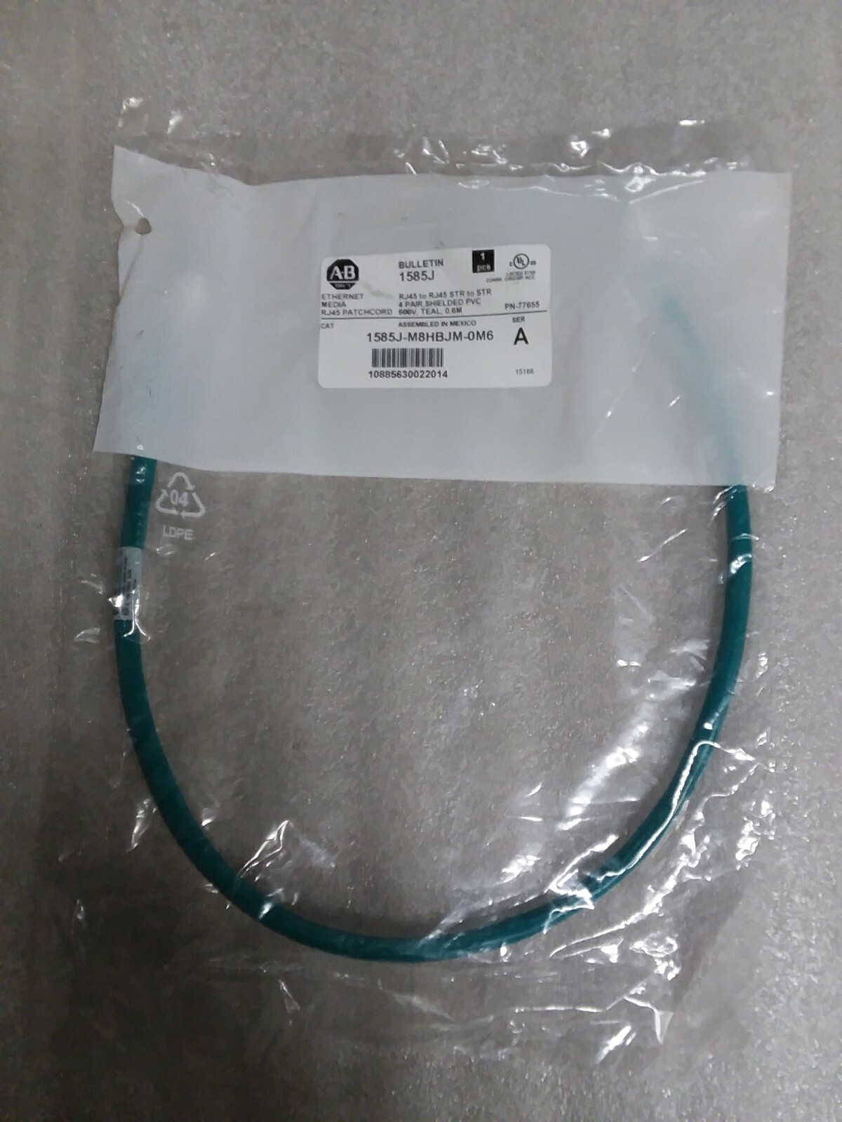 Allen Bradley 1585J-M8HBJM-0M6 Ethernet RJ45 Patchcord – Factory Sealed