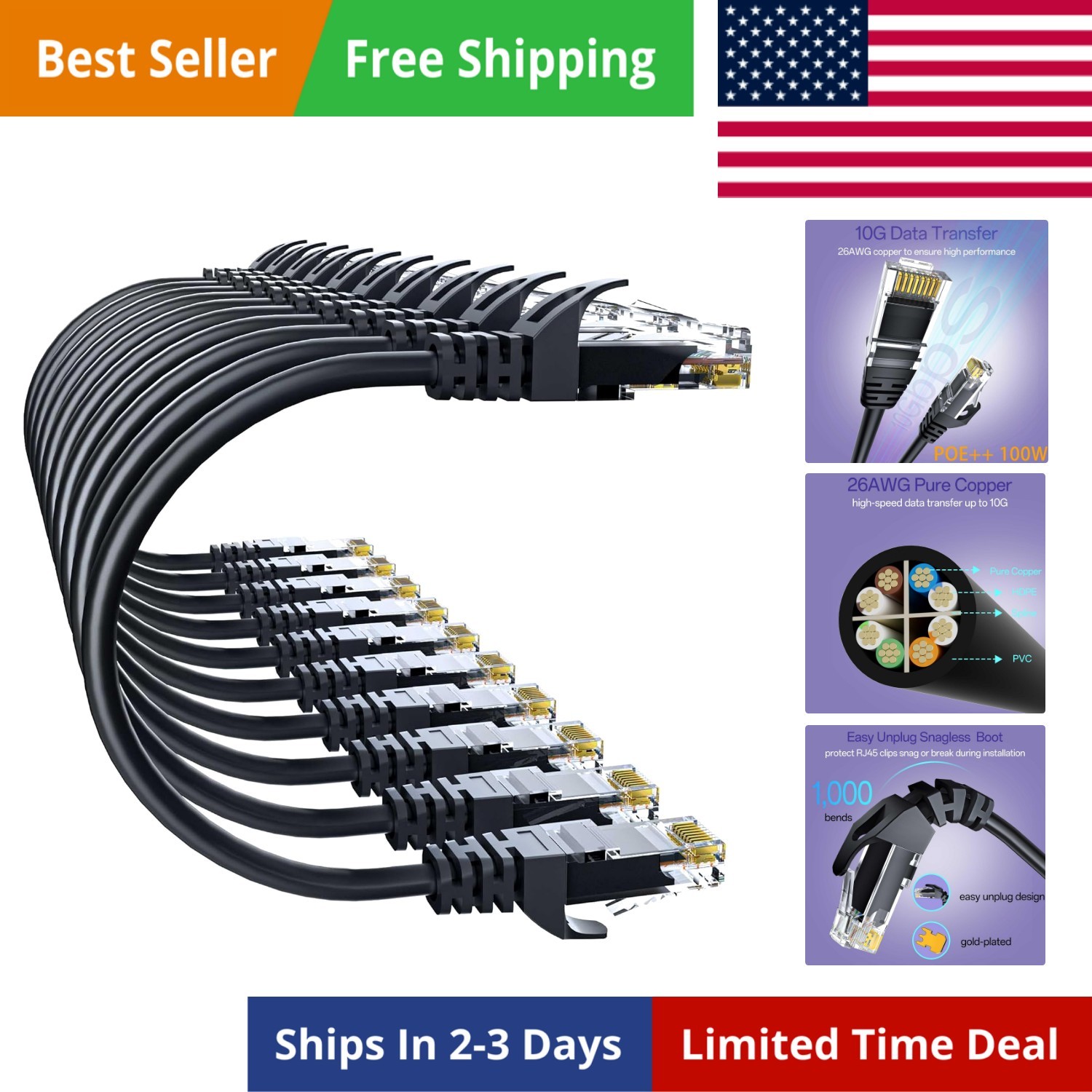 Cat 6 Ethernet Cable 25FT , Cat6 Ethernet Patch Cable 10Gbps, High-Speed UTP …