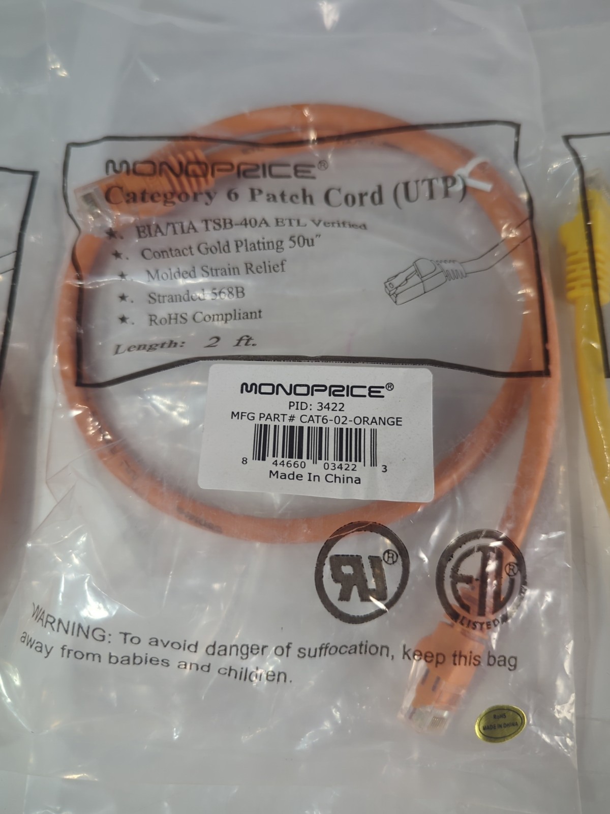 9x NEW Monoprice Category 6 CAT Patch Cords UTP EIA/TIA TSB-40A ETL 1ft 2ft 3ft