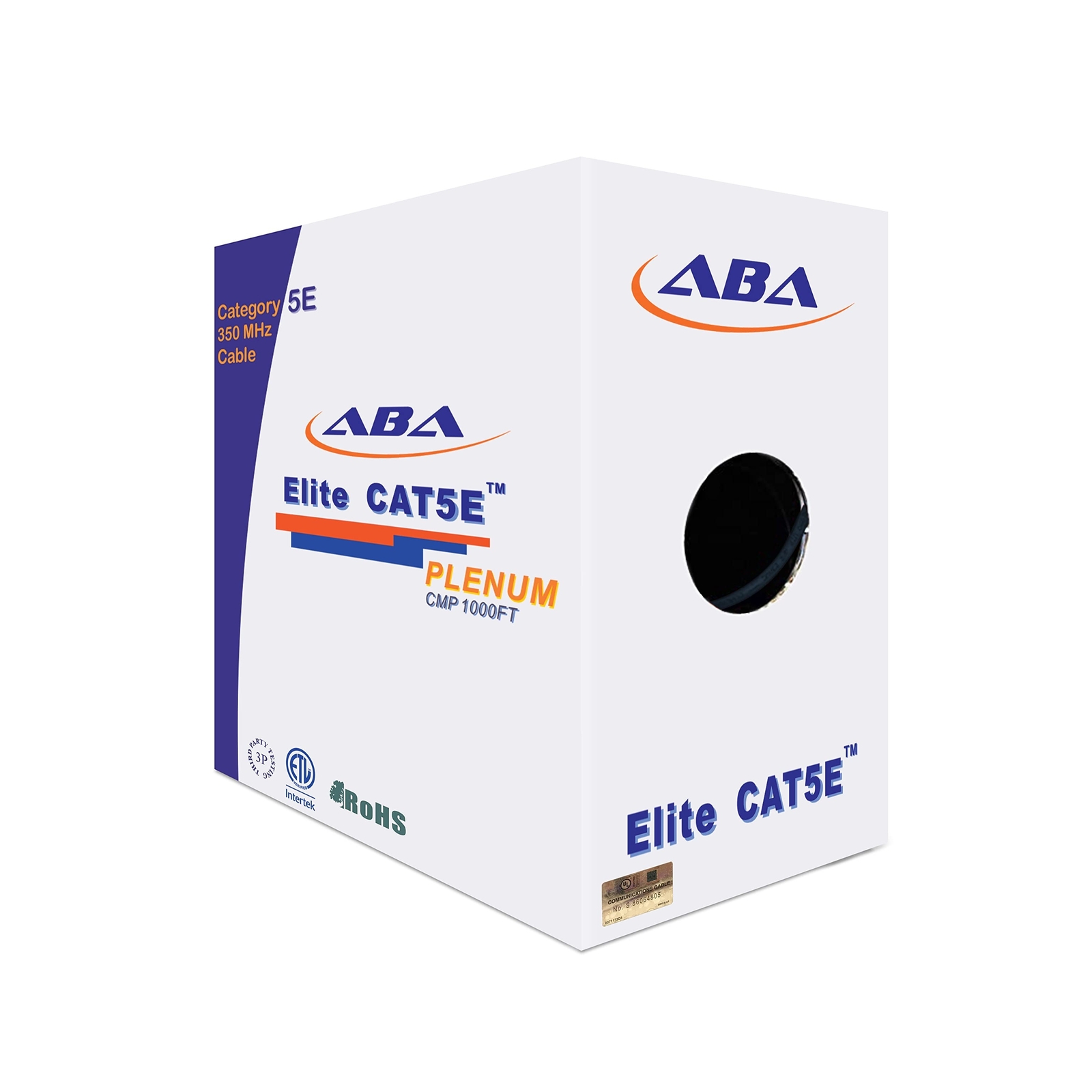 CAT5E Plenum (CMP), Ethernet Cable 1000ft, Unshielded Twisted Pair (UTP) 24AW…