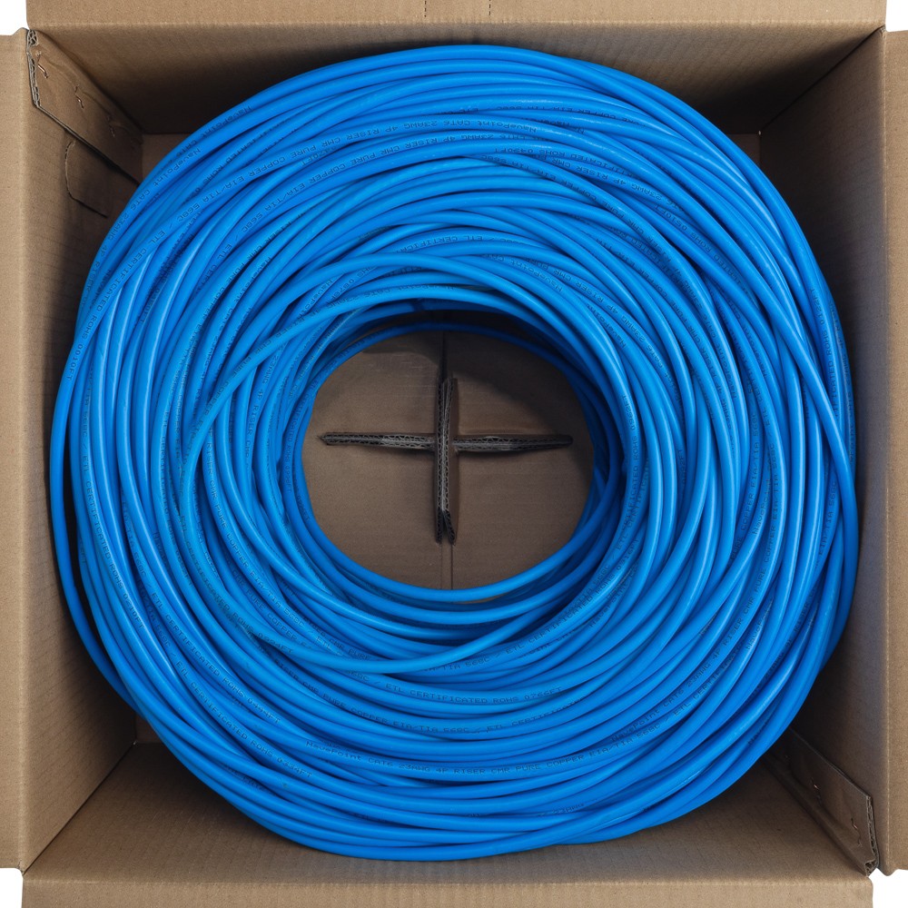 CAT6 Cable CMR Copper Riser UTP 23AWG 550MHz Network Ethernet 1000FT Blue Bulk