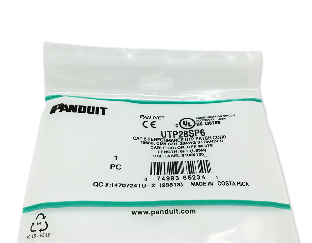 New 10 Pack Slim Panduit Cat6 6ft Network Patch Cable / Cord RJ45 UTP LAN White