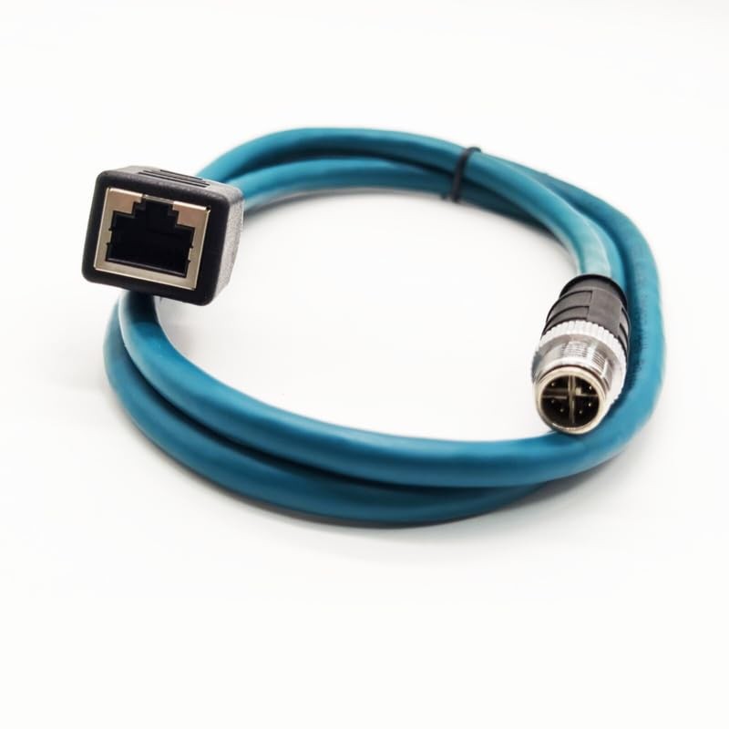 3.28ft M12 8 Pin X Code Male to RJ45 Female Ethernet Cable, Cat6 Shielded, Flex