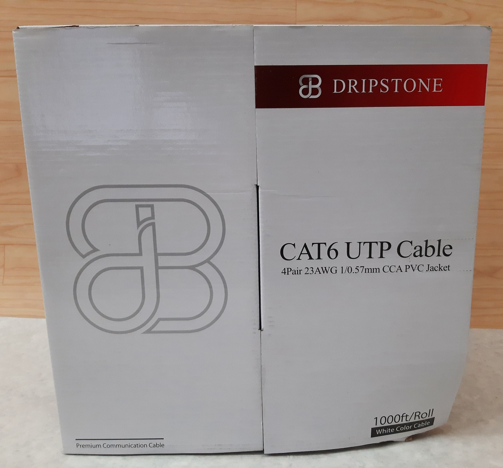 Dripstone 1000 Ft Roll CAT6 UTP Cable 4Pair 23AWG 1/0.57mm CCA PVC Jacket White