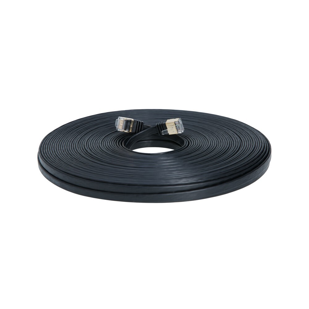 CAT7 Flat SFTP Ethernet Patch Cable 10Gbps Black Cord 6FT-100FT Multi-Pack LOT