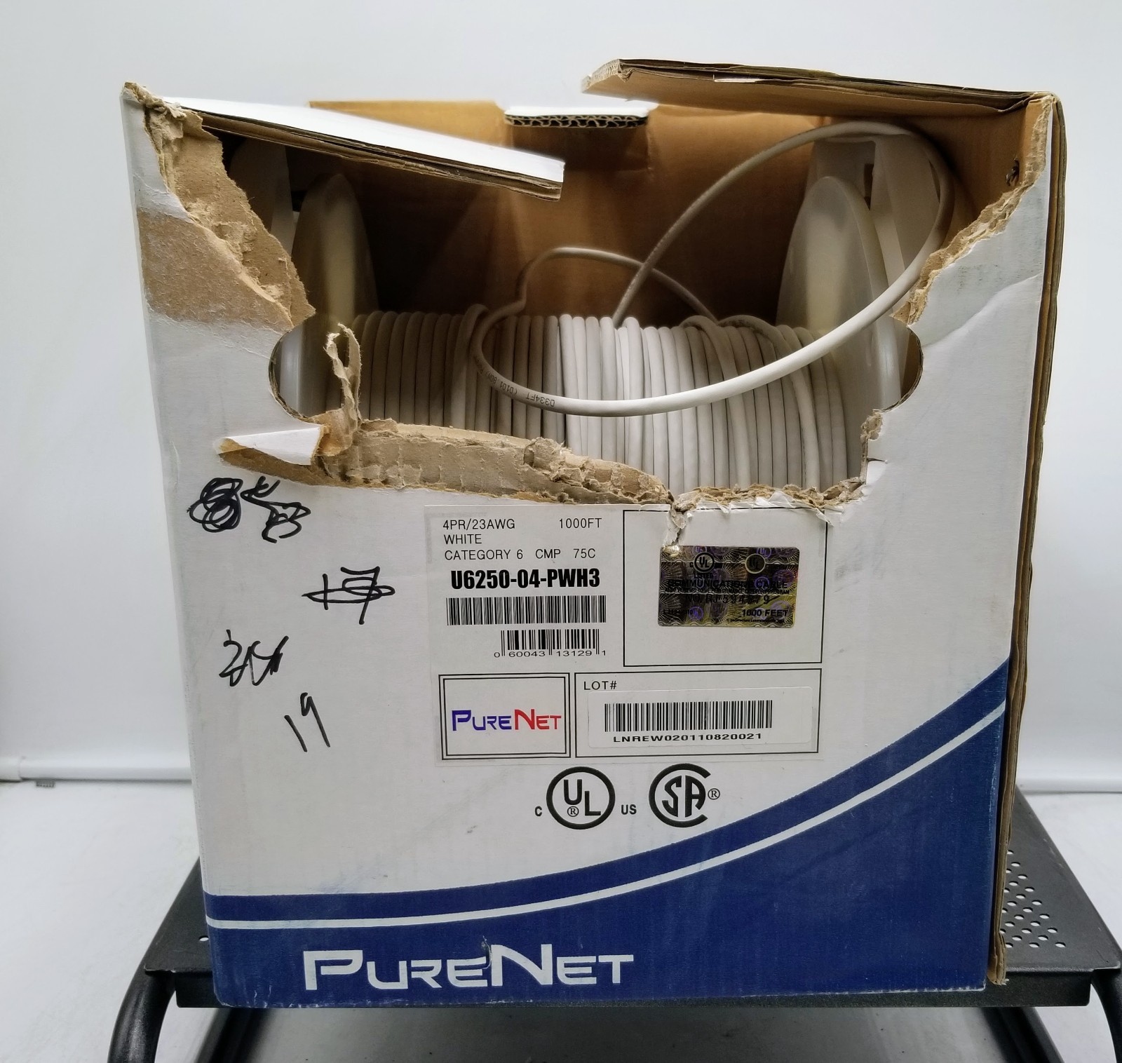 UTP CABLE CATEGORY 6 PLENUM PURE NET 6250-P 334FT -USED