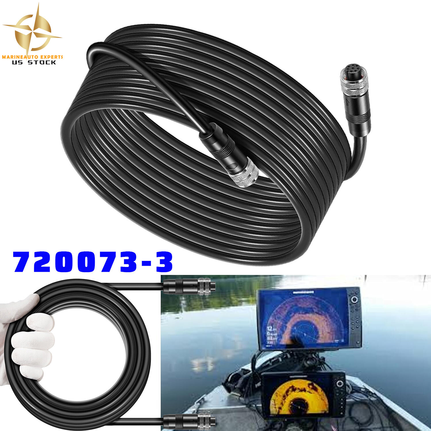 720073-3 20 Feet Ethernet Cable AS EC 20E for Humminbird for Helix, APEX, SOLIX