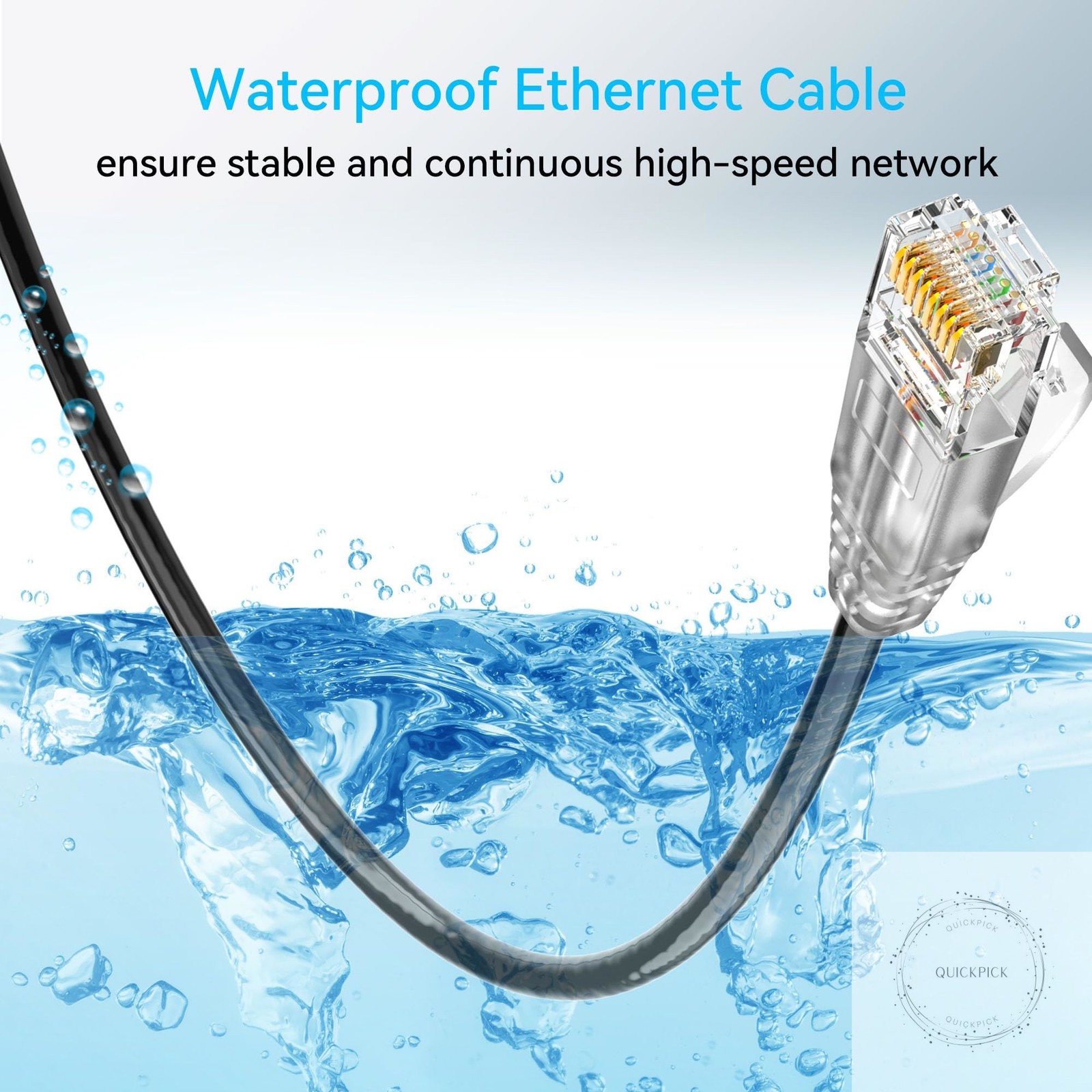 Cat6a Ethernet Cable Slim 100ft Outdoor&Indoor, 28AWG Pure Copper Cat6 Internet