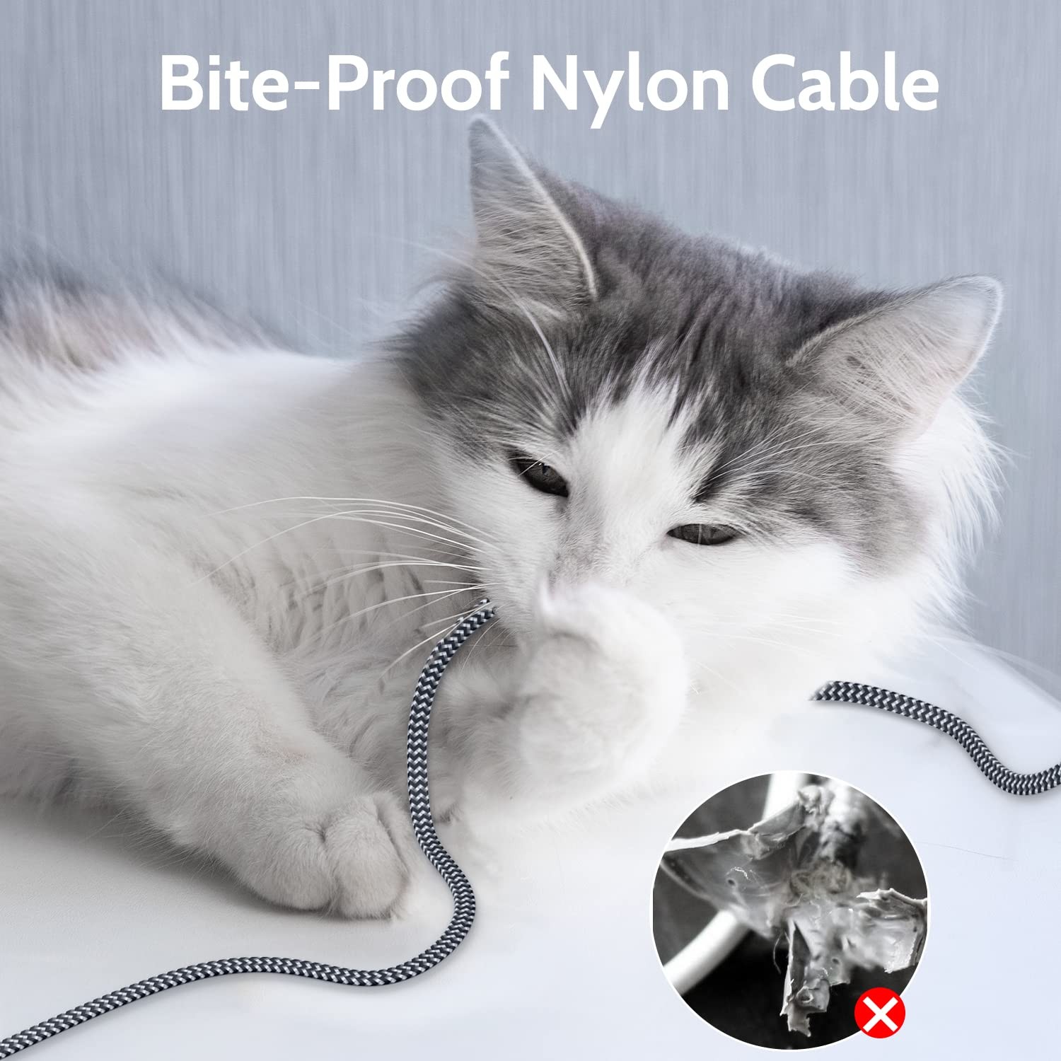 MORELECS Cat 7 Ethernet Cable 150ft – Nylon Braided Flat 150FT, Silvery Black
