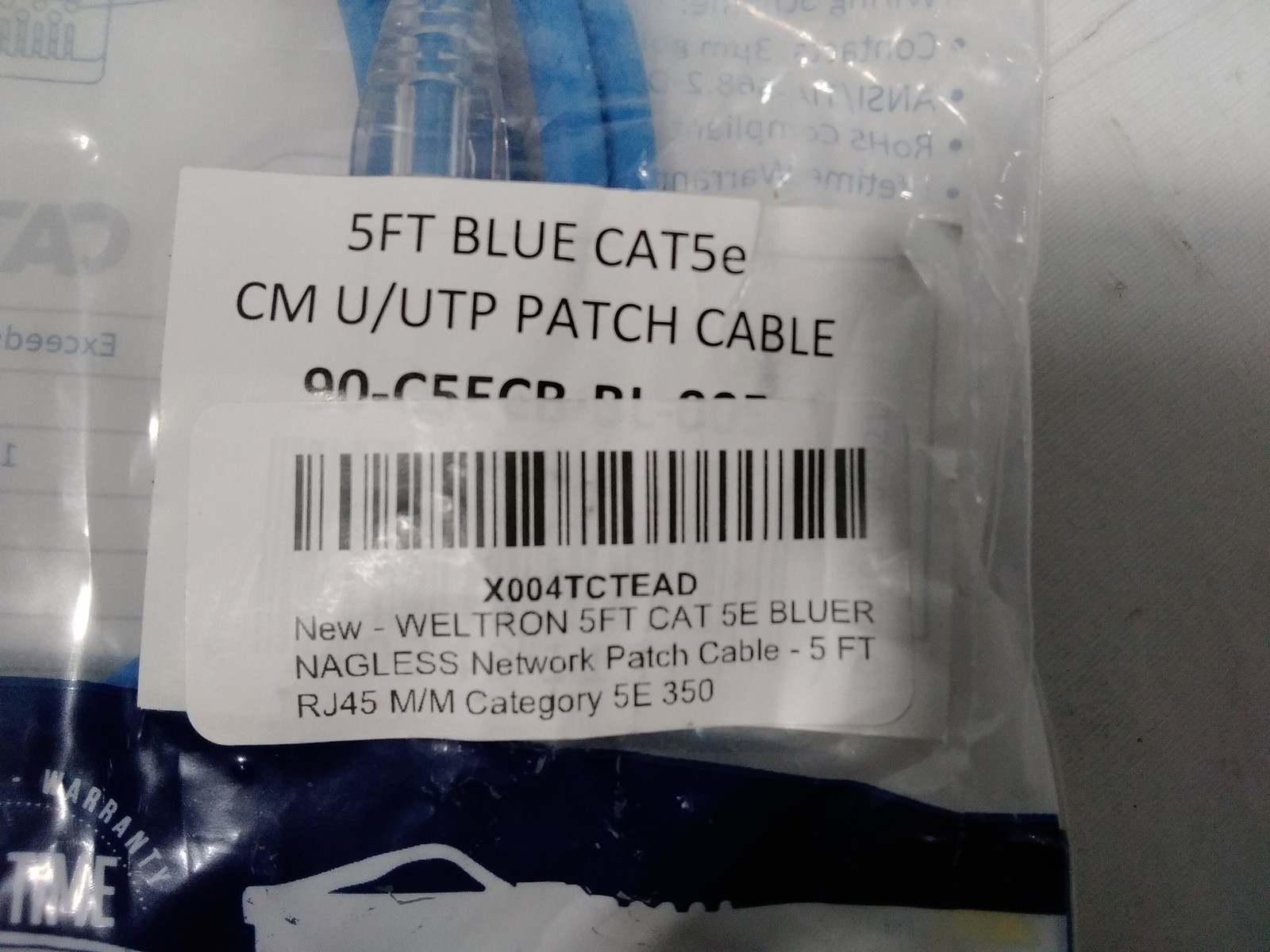 Weltron 5FT Blue CAT5e UTP Patch Cable RJ45 Network Ethernet Cord Qty. 6