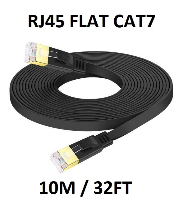 RJ45 FLAT CAT7 10M Ethernet Network Cable Cord Flat