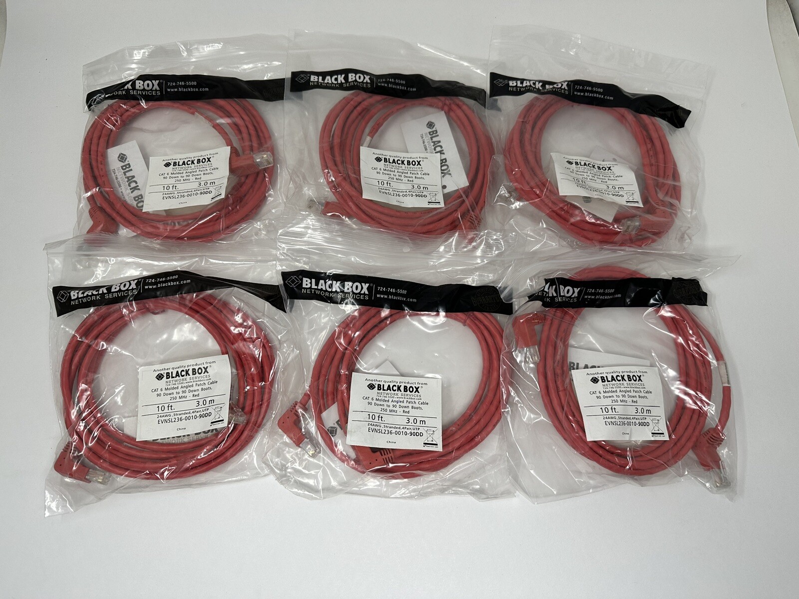 pack of 6 Down Angle Cat6 Ethernet Cable 10ft Molded angled patch cable 250 mhz
