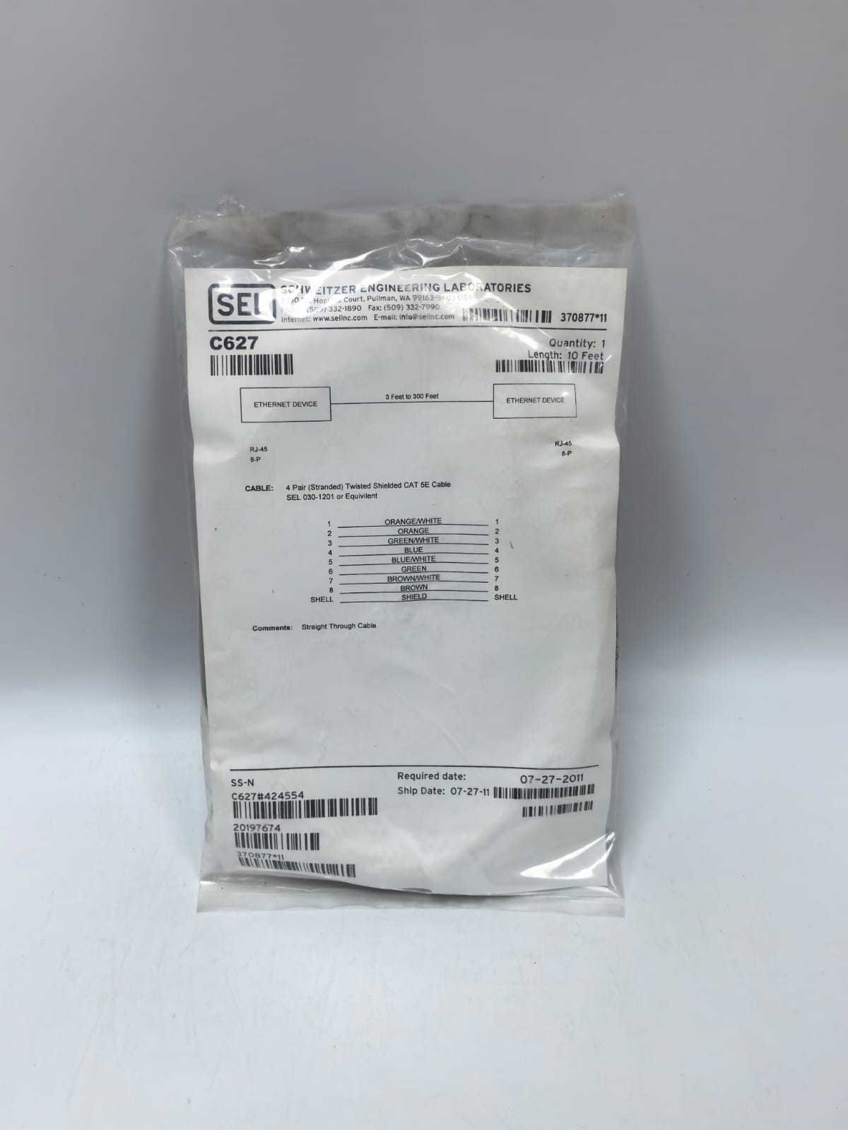 SEL C627 ETHERNET CABLE 10 FEET