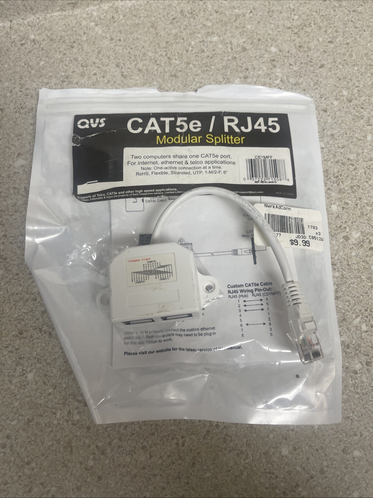 CAT5e/RJ45 Male to 2 Female Splitter Modular Splitter and ethernrt patch cord