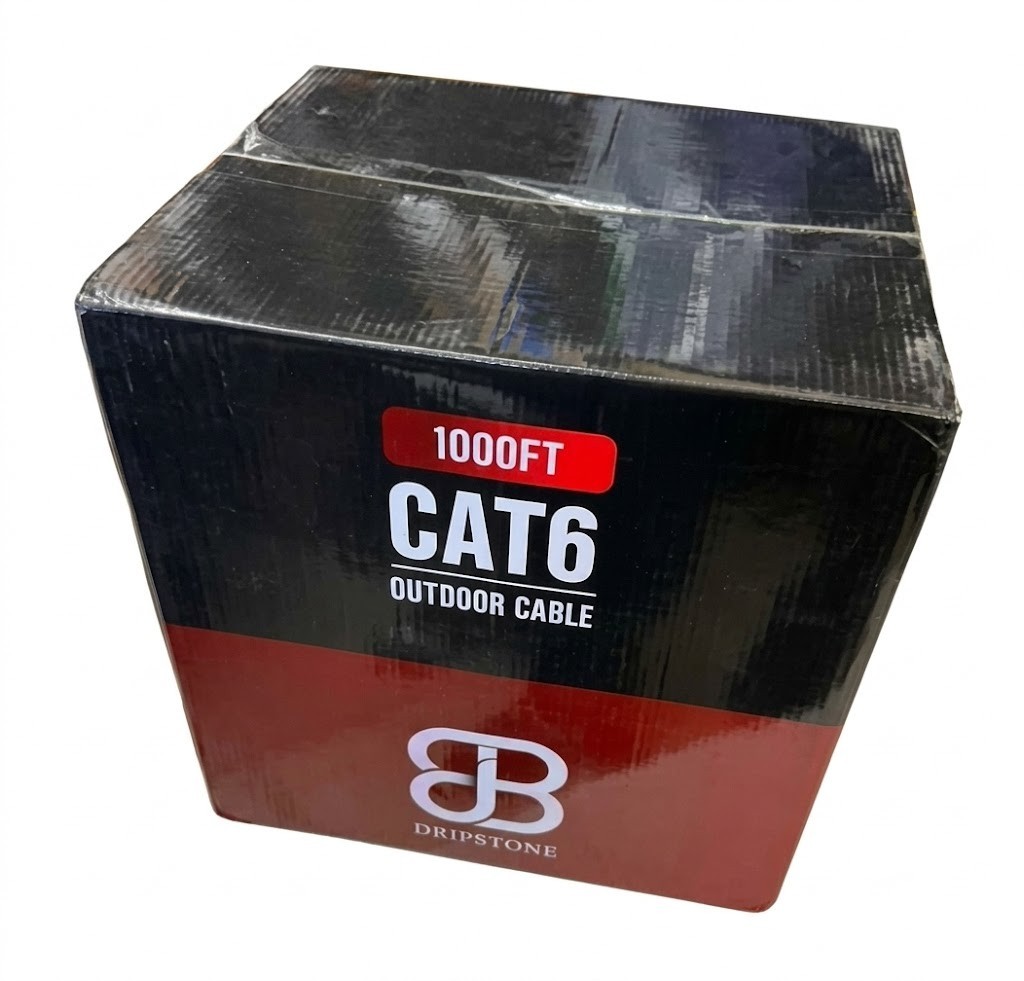 CAT6 Direct Burial Ethernet Cable 23AWG Solid CCA UTP, Waterproof 1000ft Black