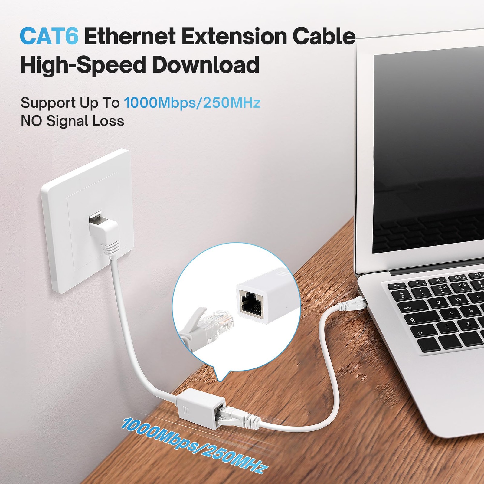 4PCS Cat6 Ethernet Extension Cable 90 Degree RJ45 Male To Female LAN Adapter 3FT