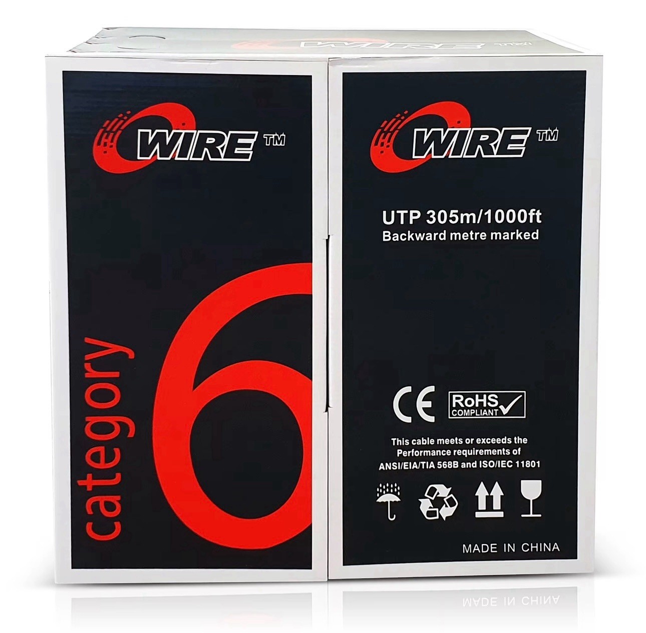 Cat6 Cable 1000ft 23AWG Solid 4 Pair Bulk Cat 6 Ethernet Cable (UTP CMR)