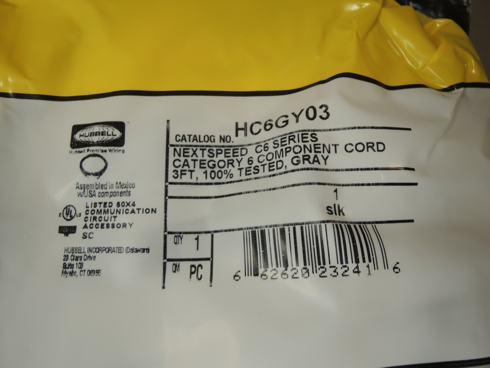 (10) Hubbell HC6GY03 NEXTSPEED Universal Category 6 Patch Cord, 3′ Length, Gray