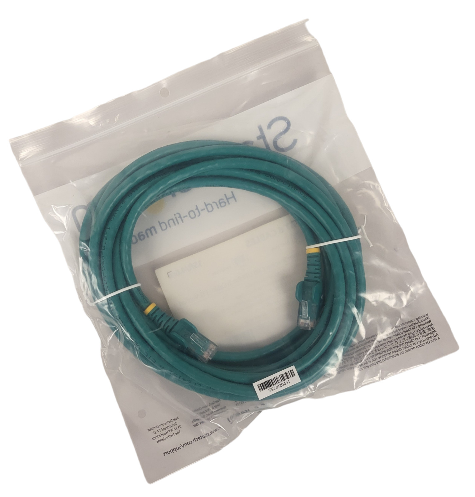 (2 PACK) Startech N6PATCH15GN Cat6 15′ Green Snagless Ethernet Patch Cable