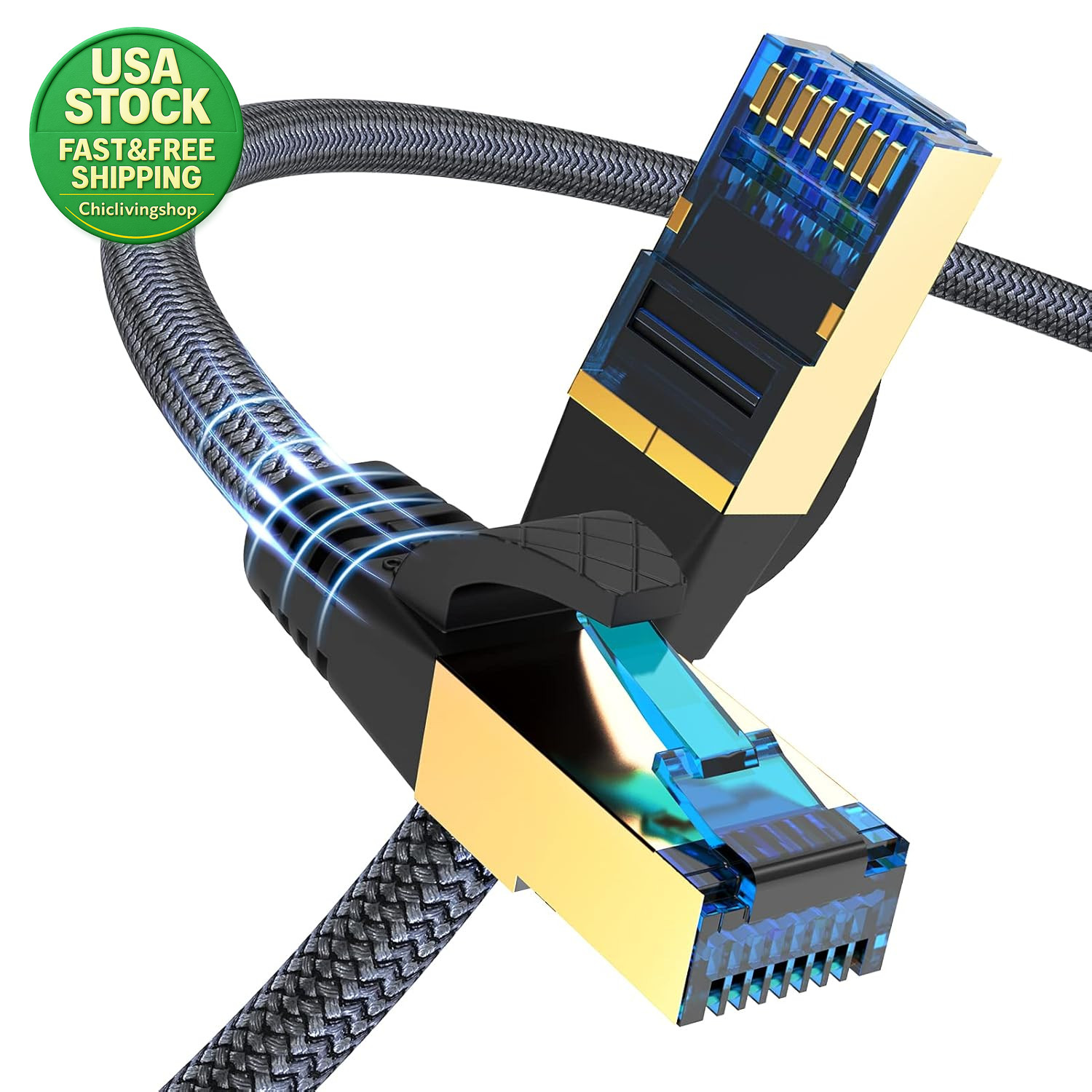Cat 8 Ethernet Cable 6FT 40Gbps 2000Mhz Heavy Duty Nylon Braided for Xbox PS5