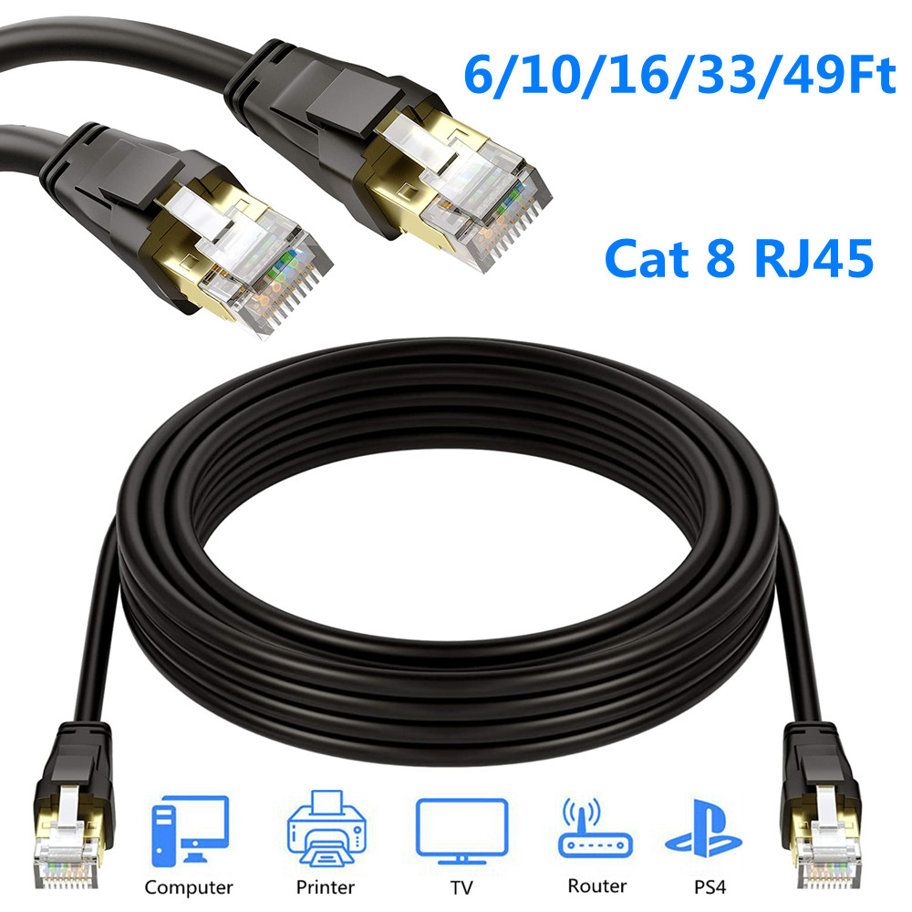 Cat 8 Ethernet RJ45 40Gbps LAN Cable Super Speed Patch Network Gold Plated Lot