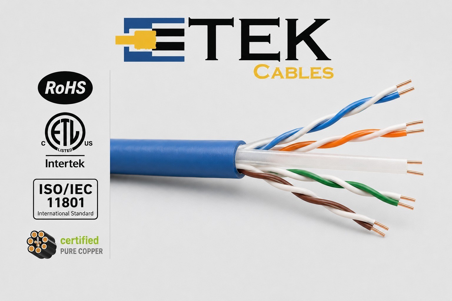 Cat6 Plenum 1000ft Ethernet Cable CMP 23AWG Solid Bare Copper 550MHz UTP Blue