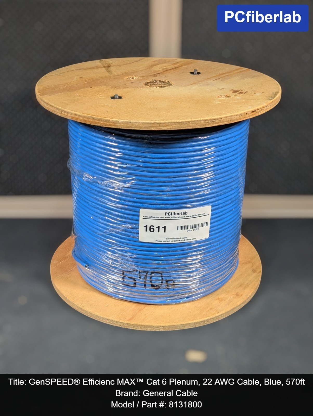 GenSPEED® Efficienc MAX™ Cat 6 Plenum, 22 AWG Cable, PoE, Blue, 570ft