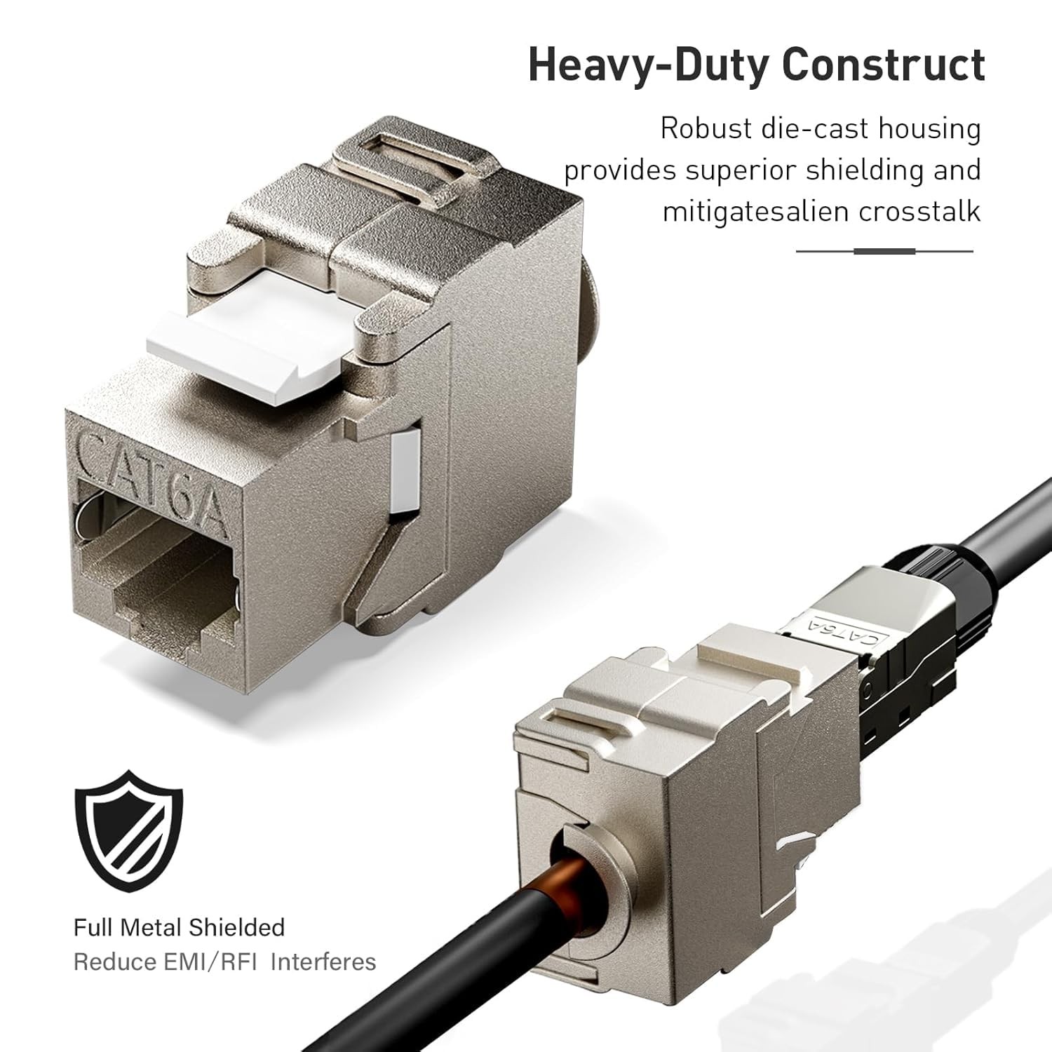 12 Pack Shielded Cat6A Cat6 Keystone Jack 10Gbps ZincAlloy Termination