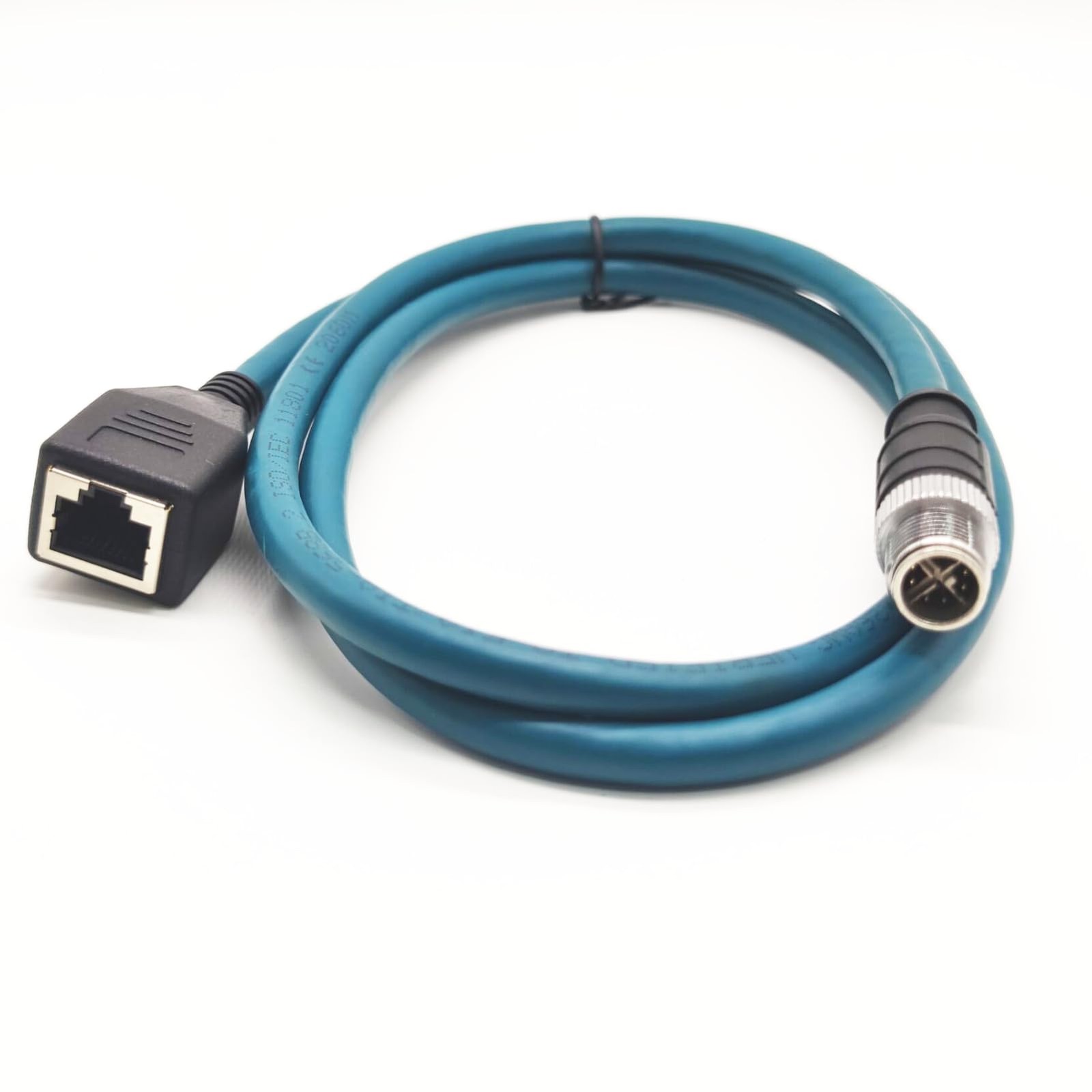 3.28ft M12 8 Pin X Code Male to RJ45 Female Ethernet Cable, Cat6 Shielded, Flex