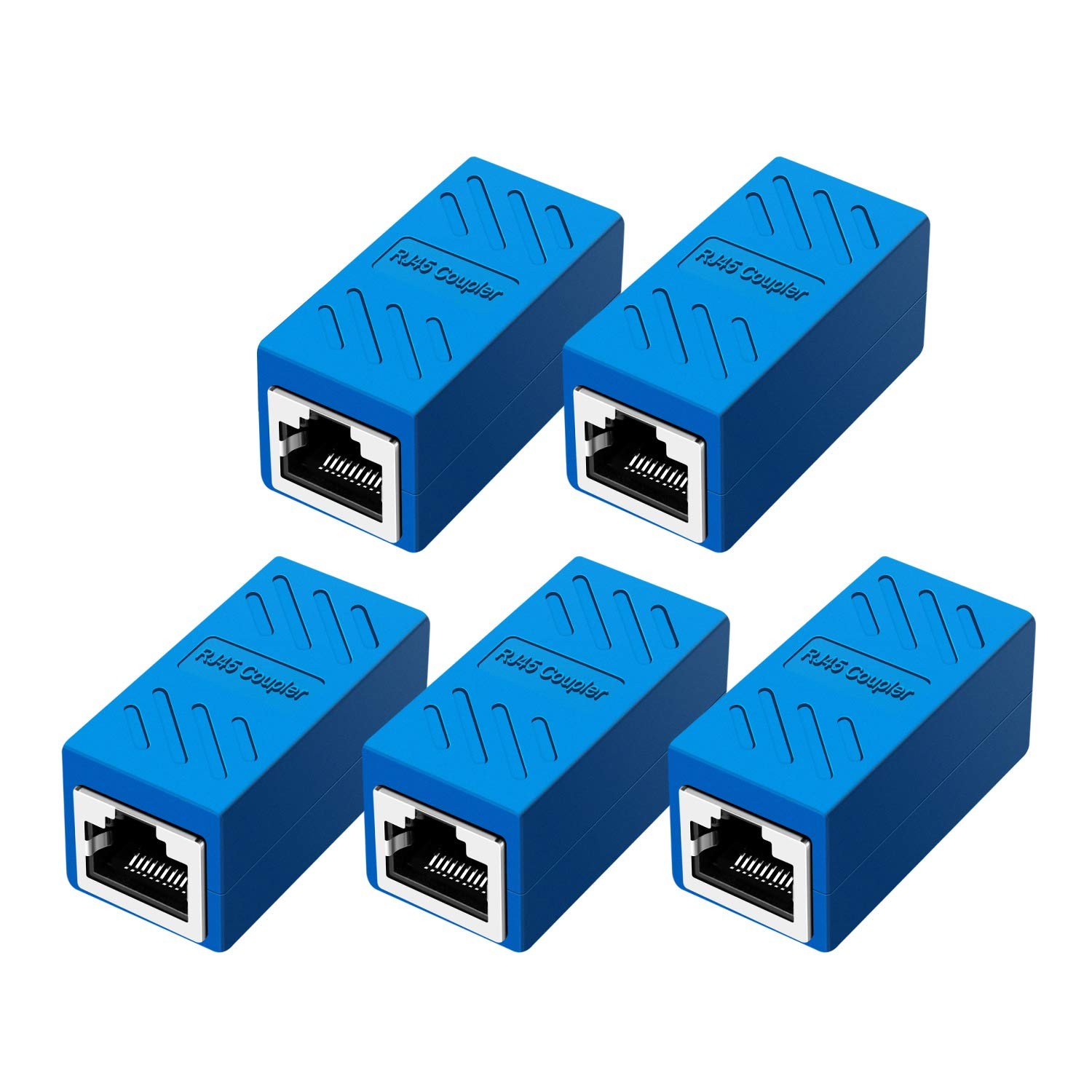 5 PCS RJ45 Coupler Ethernet Extension Connector Blue Female To Female Cat7