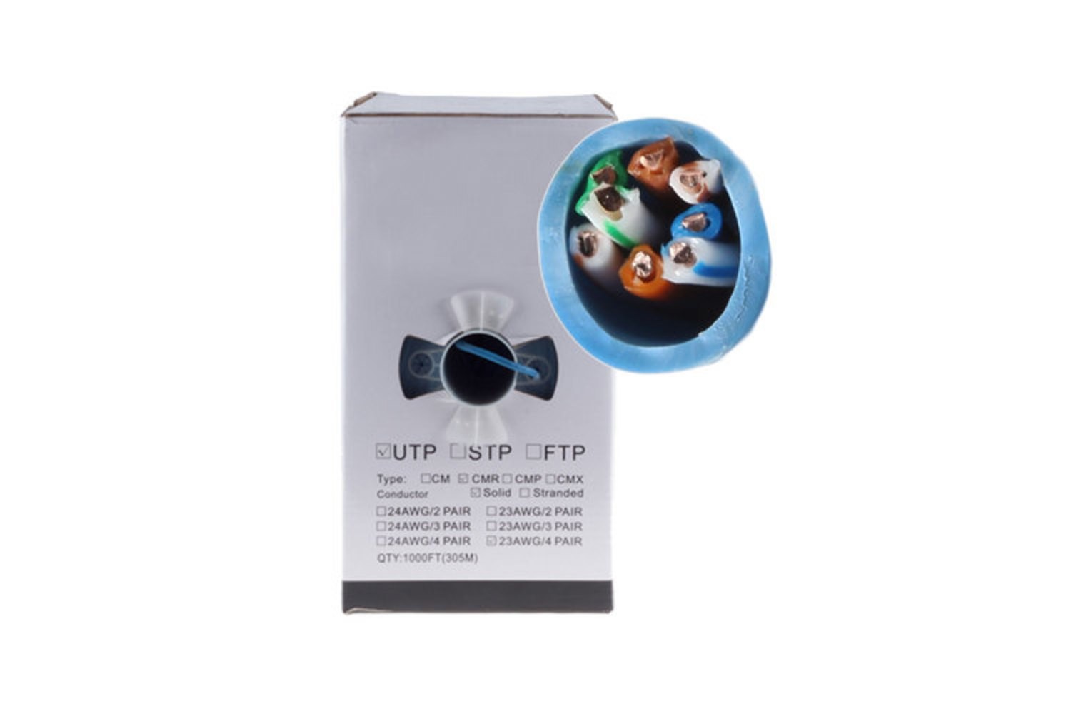 Cat5E Ethernet Cable, 1000′ Pull Box, 350MHZ UTP, Blue – Lifetime Warranty