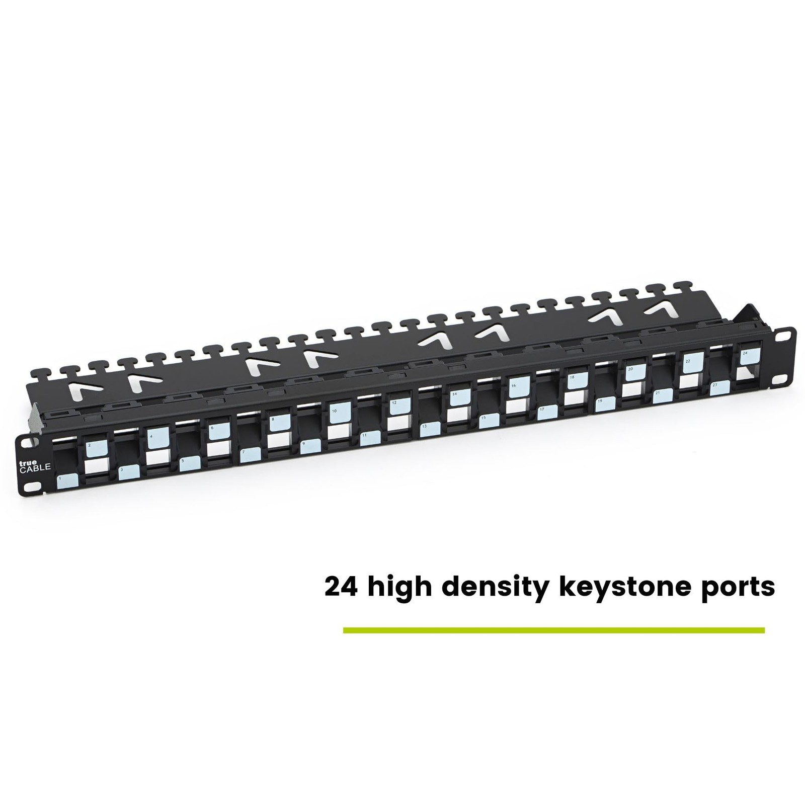 trueCABLE 3-D Staggered 24 Port 19” Toolless Modular Patch Panel, Unshielded,…