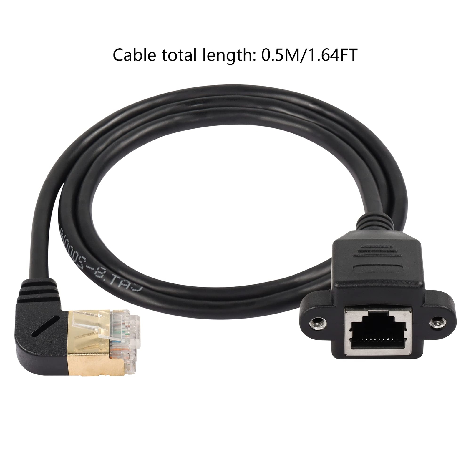 90 Degree Left Angle Cat8 Lan Cable Rj45 Male To Female Shielded Ethernet Networ