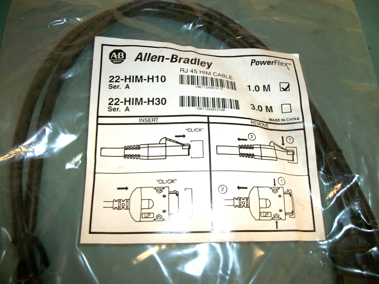 LOT OF 8 – ALLEN-BRADLEY AB PowerFlex 22-HIM-H10 RJ45 HIM Cable 1.0M – NEW