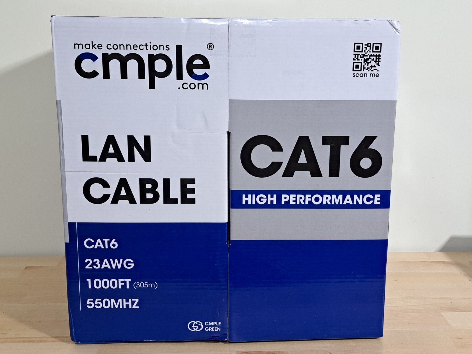 CMPLE CAT6 Cable Bulk Lan Ethernet Cable 6 Wire 1000ft Black