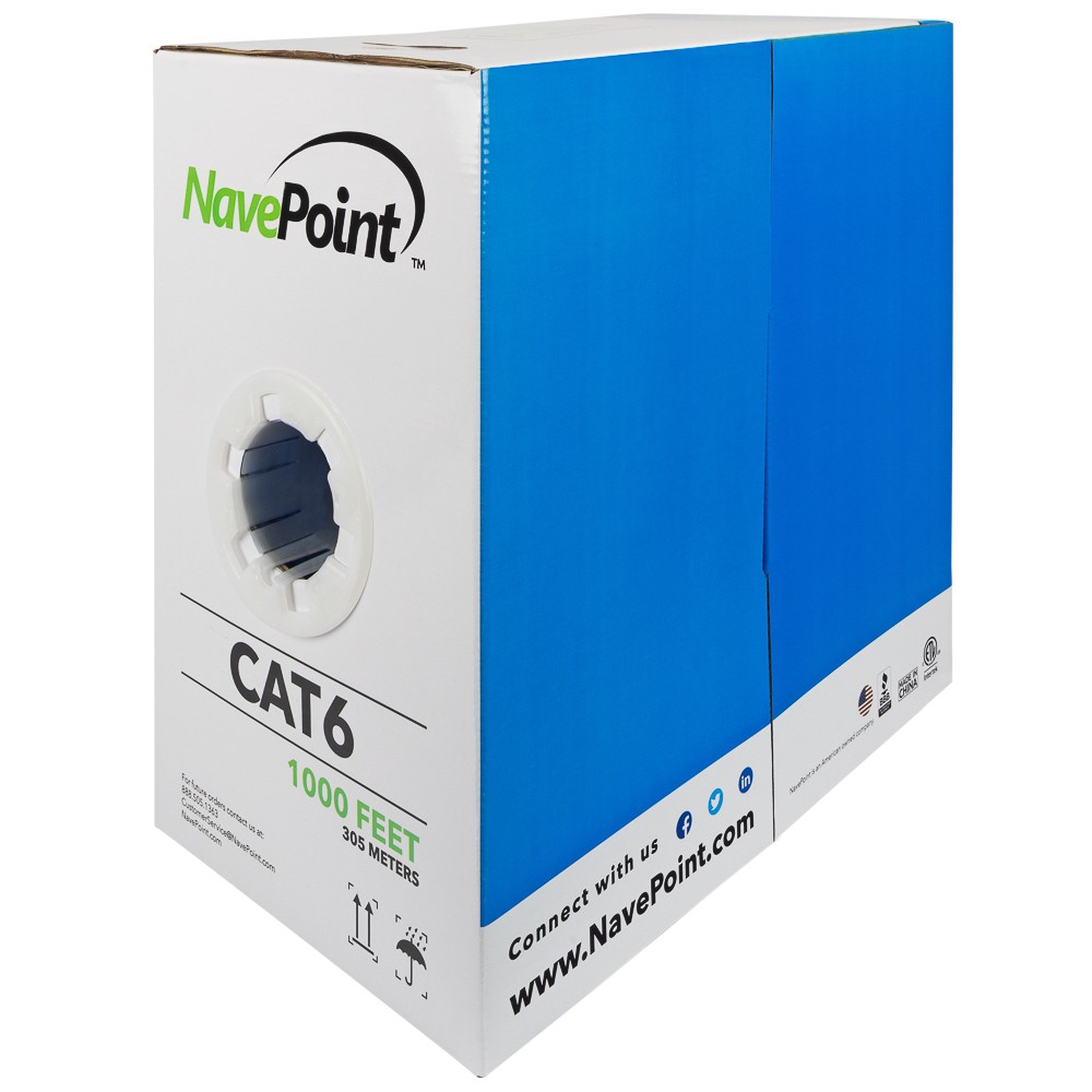 CAT6 Cable CMR Copper Riser UTP 23AWG 550MHz Network Ethernet 1000FT Blue Bulk