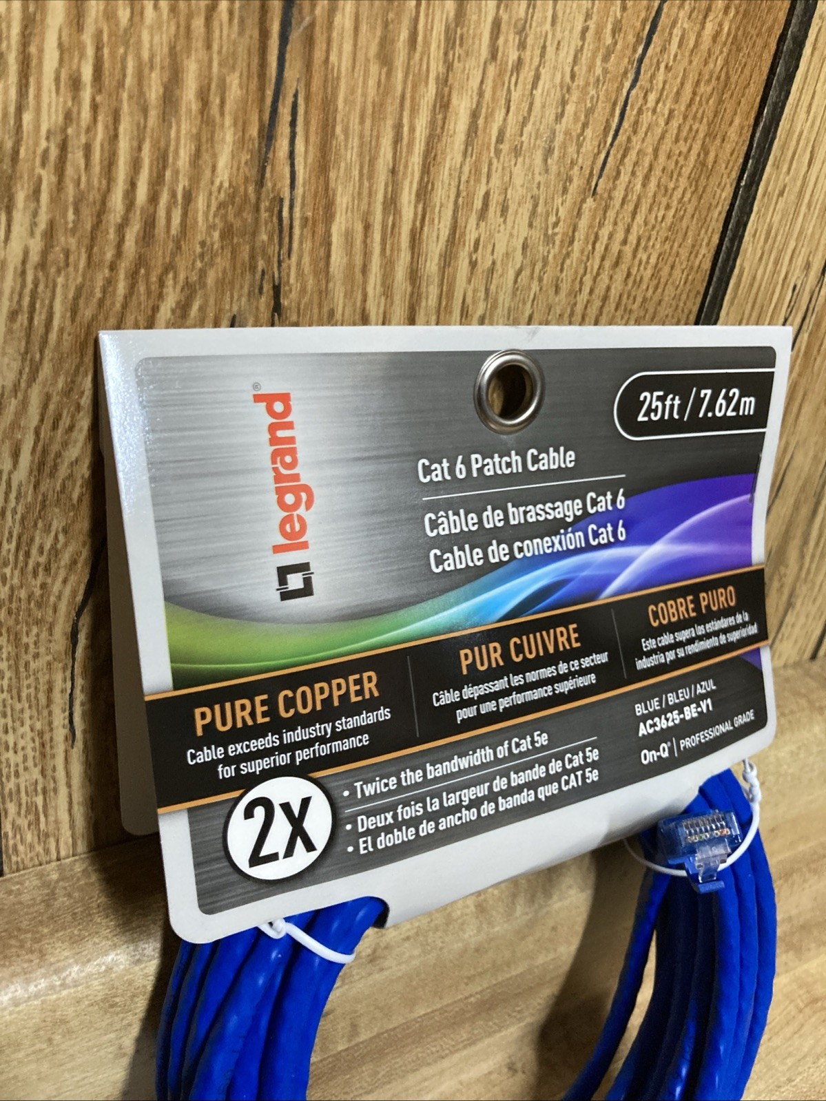 Cat 6 Patch Cable 25ft. Legrand AC3625BEV1 10Gbps Ethernet Speed Networking New