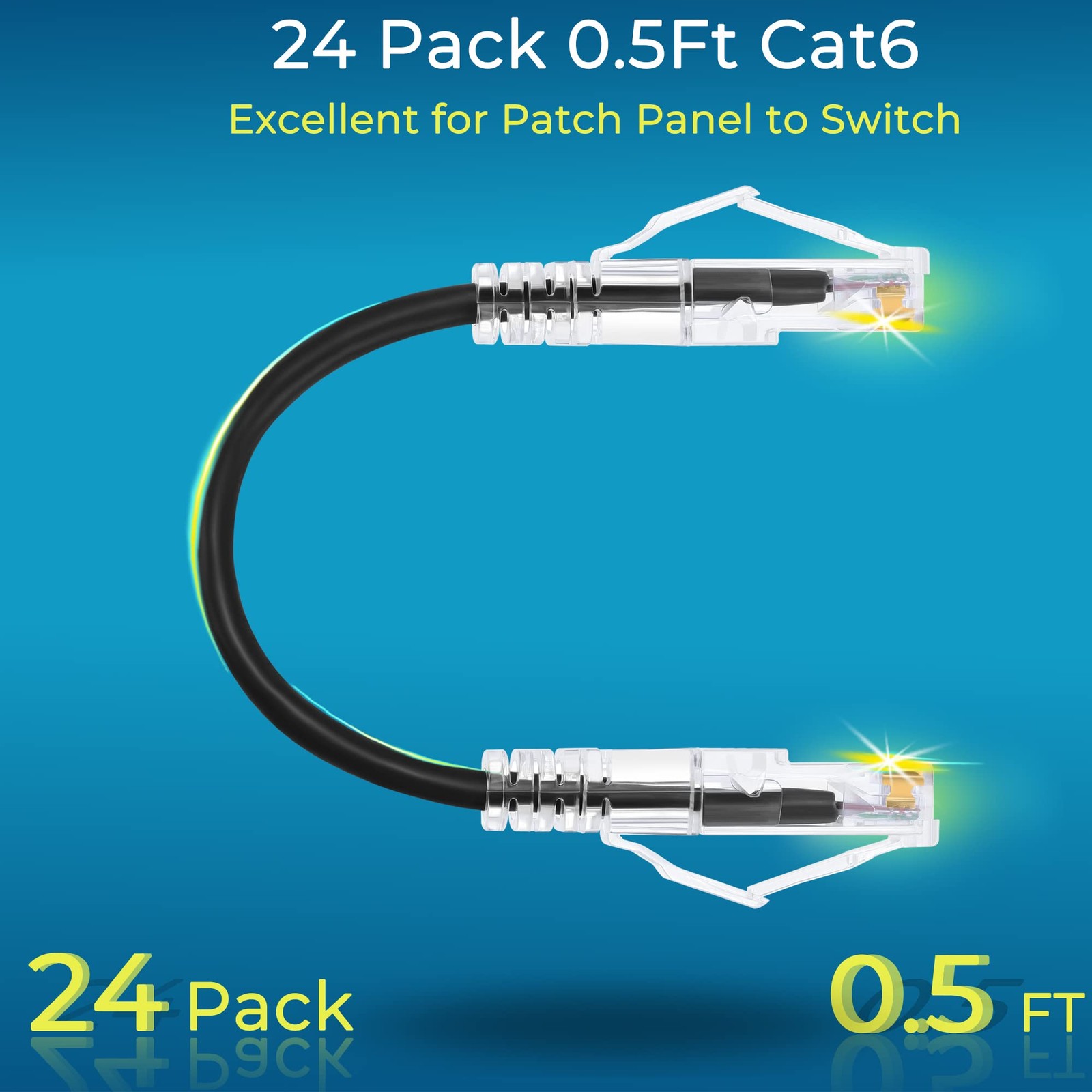 Patch Cables Cat6/ Cat6a 0.5ft 24 Pack Slim, Cat6a Ethernet Patch Cable 10G S…