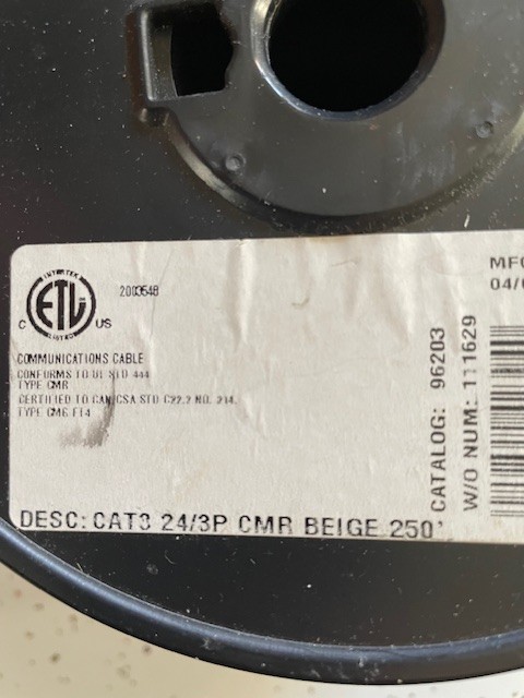 CAT #3 24/3Pair Beige 103 ft Communication Cable