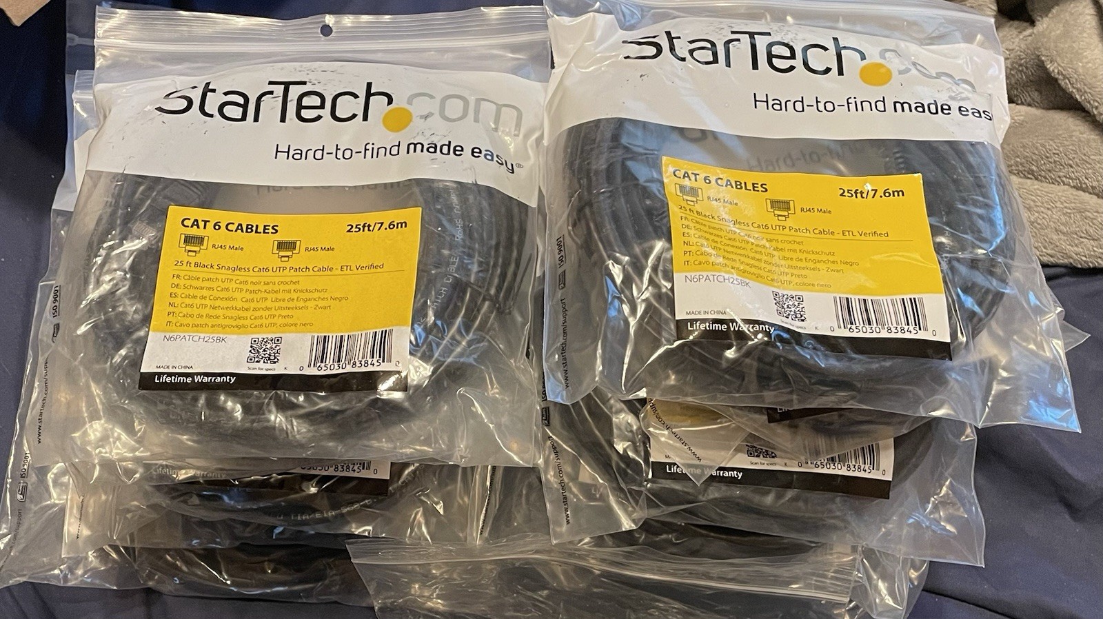 13 Pk Startech N6PATCH25BK 25FT BLACK CAT 6 CABLE | USA Seller | New