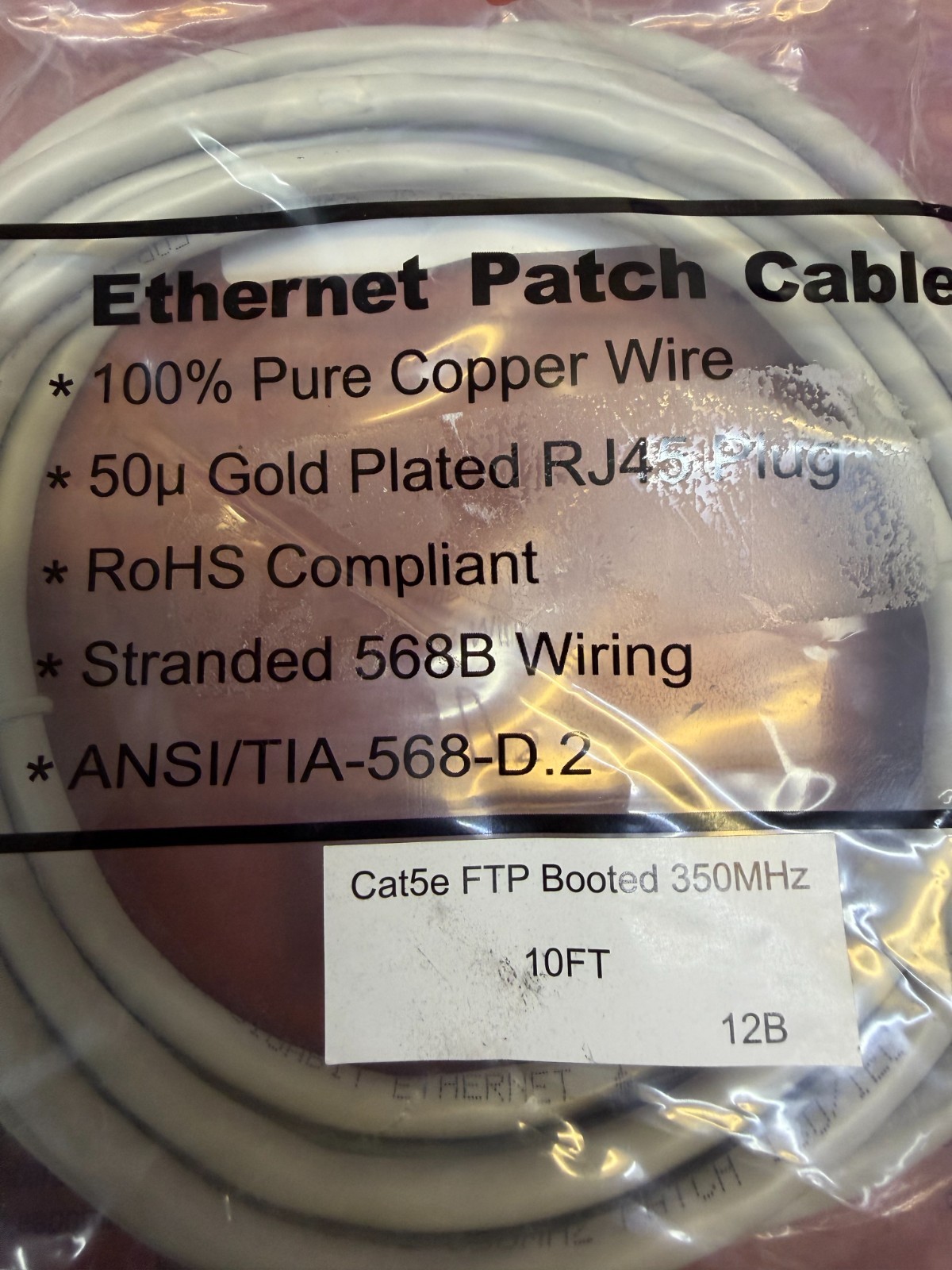 CAT5e Rj45 Patch Cable Gray Ethernet Lan Modem Ethernet 10 Feet * Package of 10