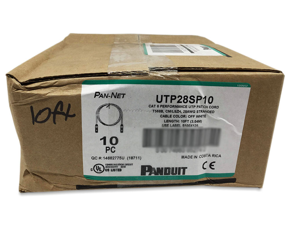 New 10 Pack Slim Panduit Cat6 10ft Network Patch Cable / Cord RJ45 UTP LAN White