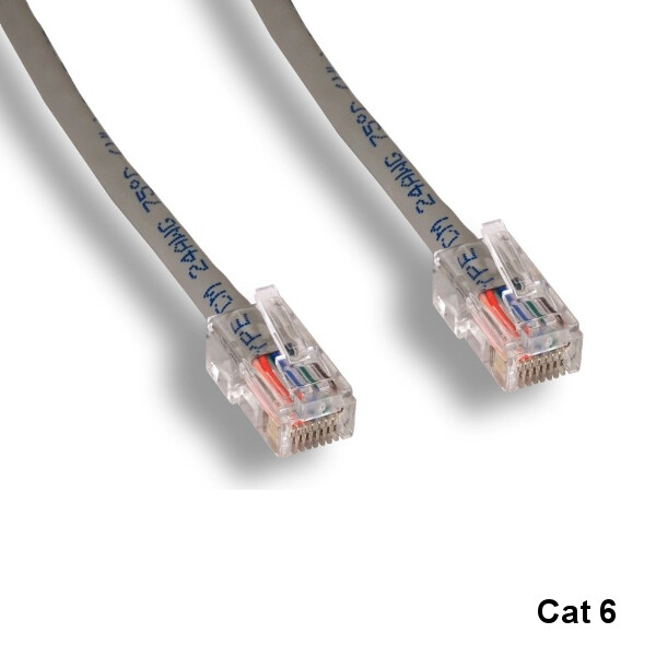 Kentek Gray 1ft Cat6 UTP Patch Cord No Boot 24AWG 550MHz Pure Copper Ethernet