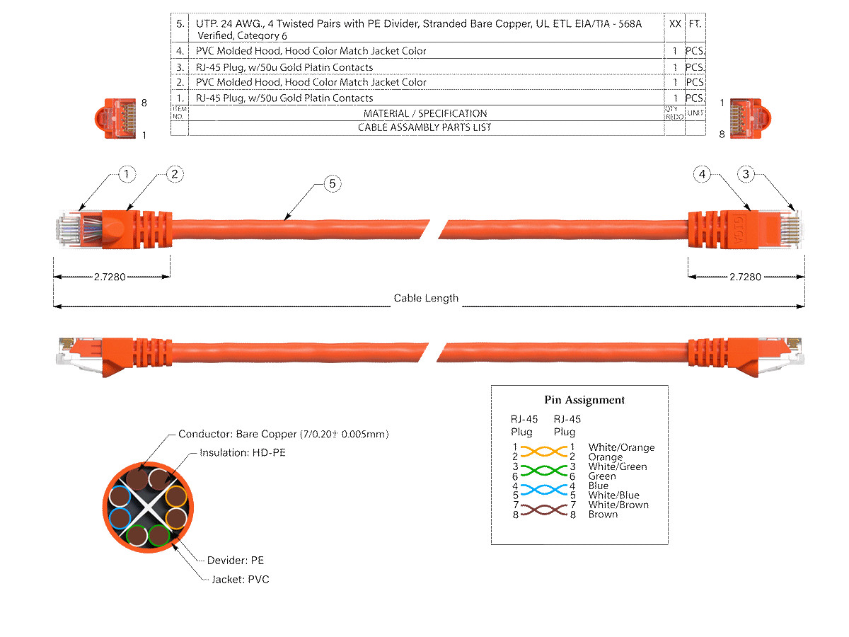 100ft Cat6 Ethernet Cable RJ45 Snagless 24AWG for Gaming PS5 PC Router, Orange